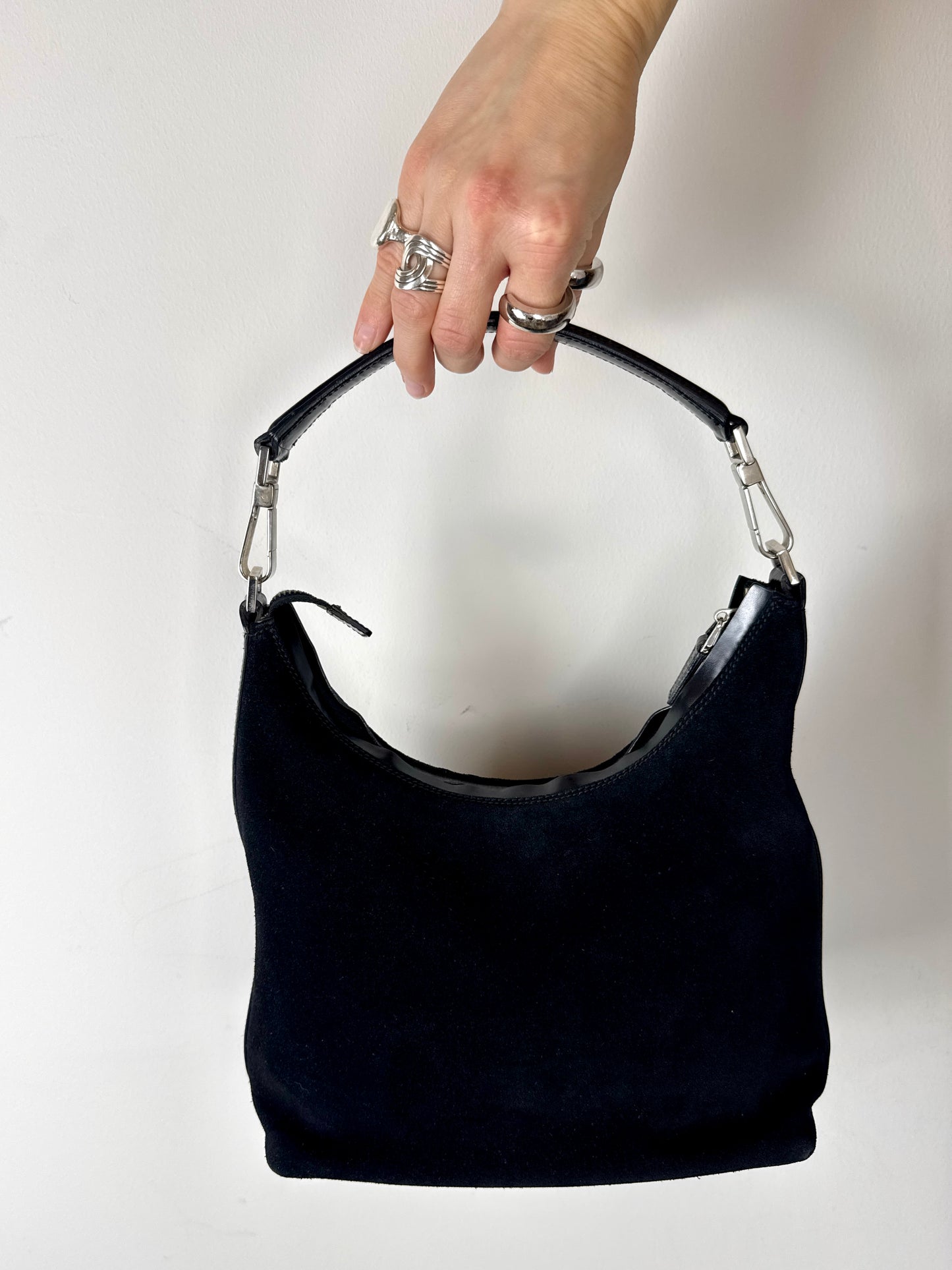 Gucci Black Suede Shoulder Bag — Late 1990s