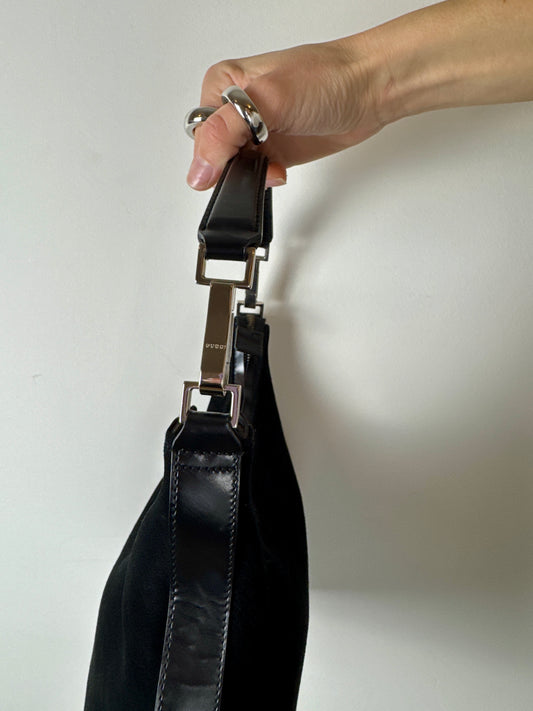 Gucci Black Suede Shoulder Bag — Late 1990s