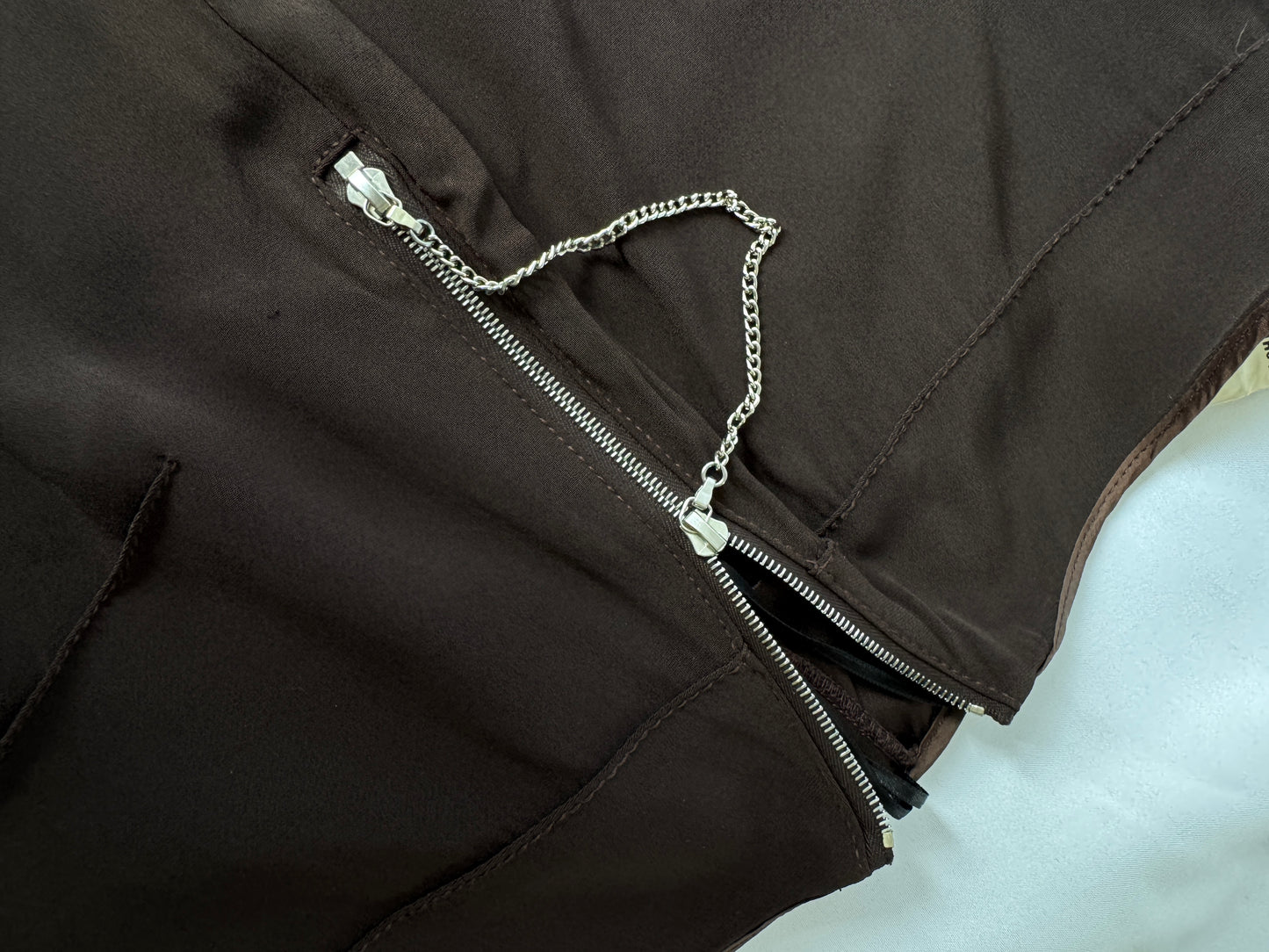 Chloé Café-Brown Zip Midi Skirt