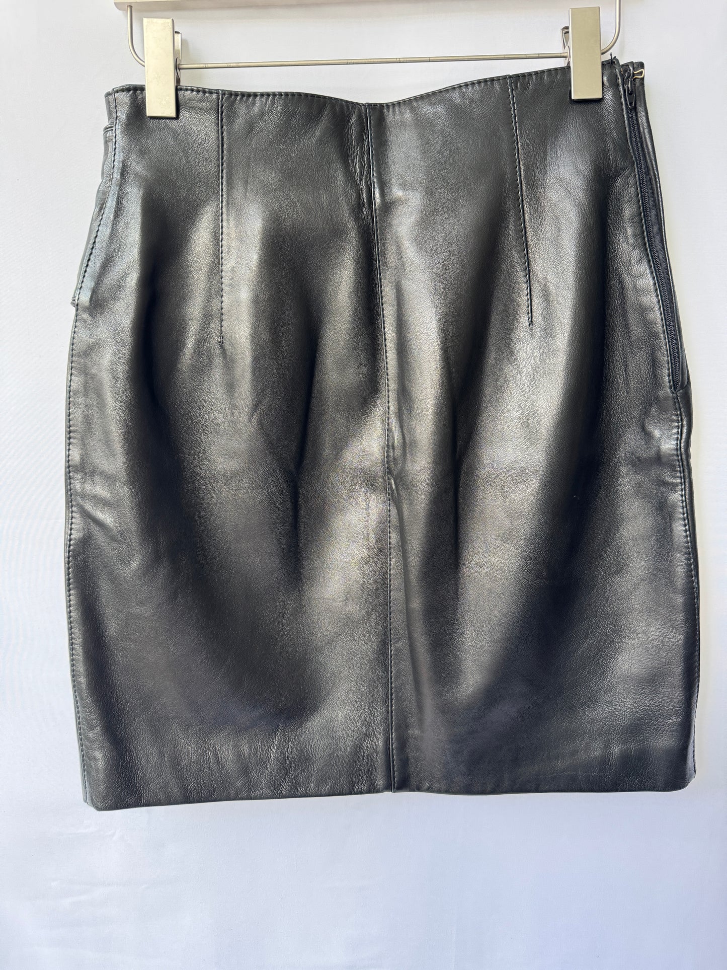 Gianfranco Ferré Leather Mini Skirt with Buttoned Strap Detail