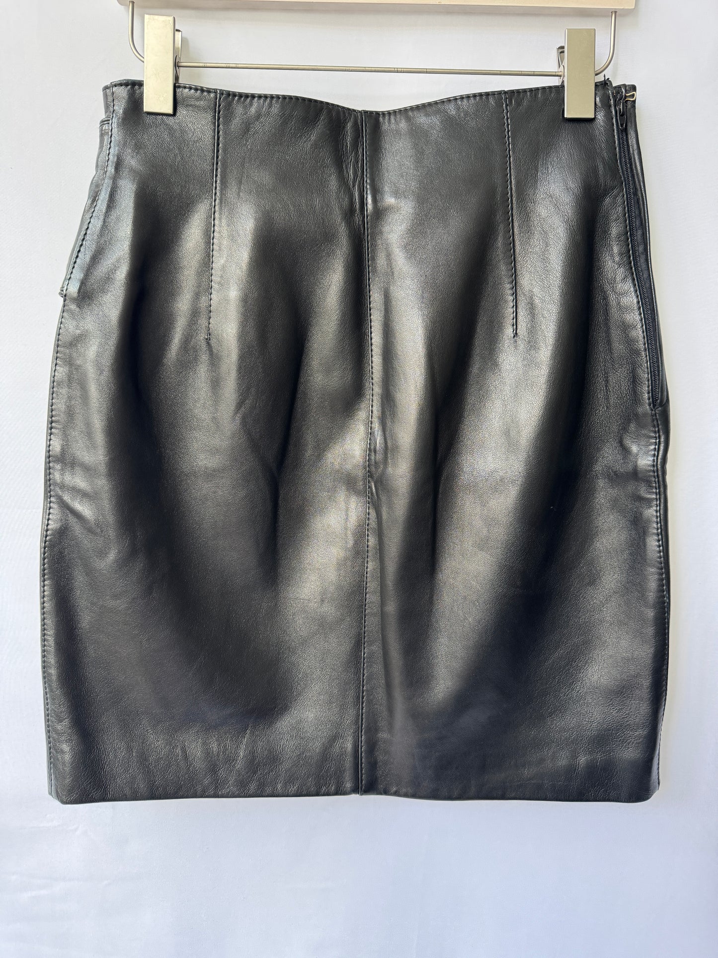 Gianfranco Ferré Leather Mini Skirt with Buttoned Strap Detail