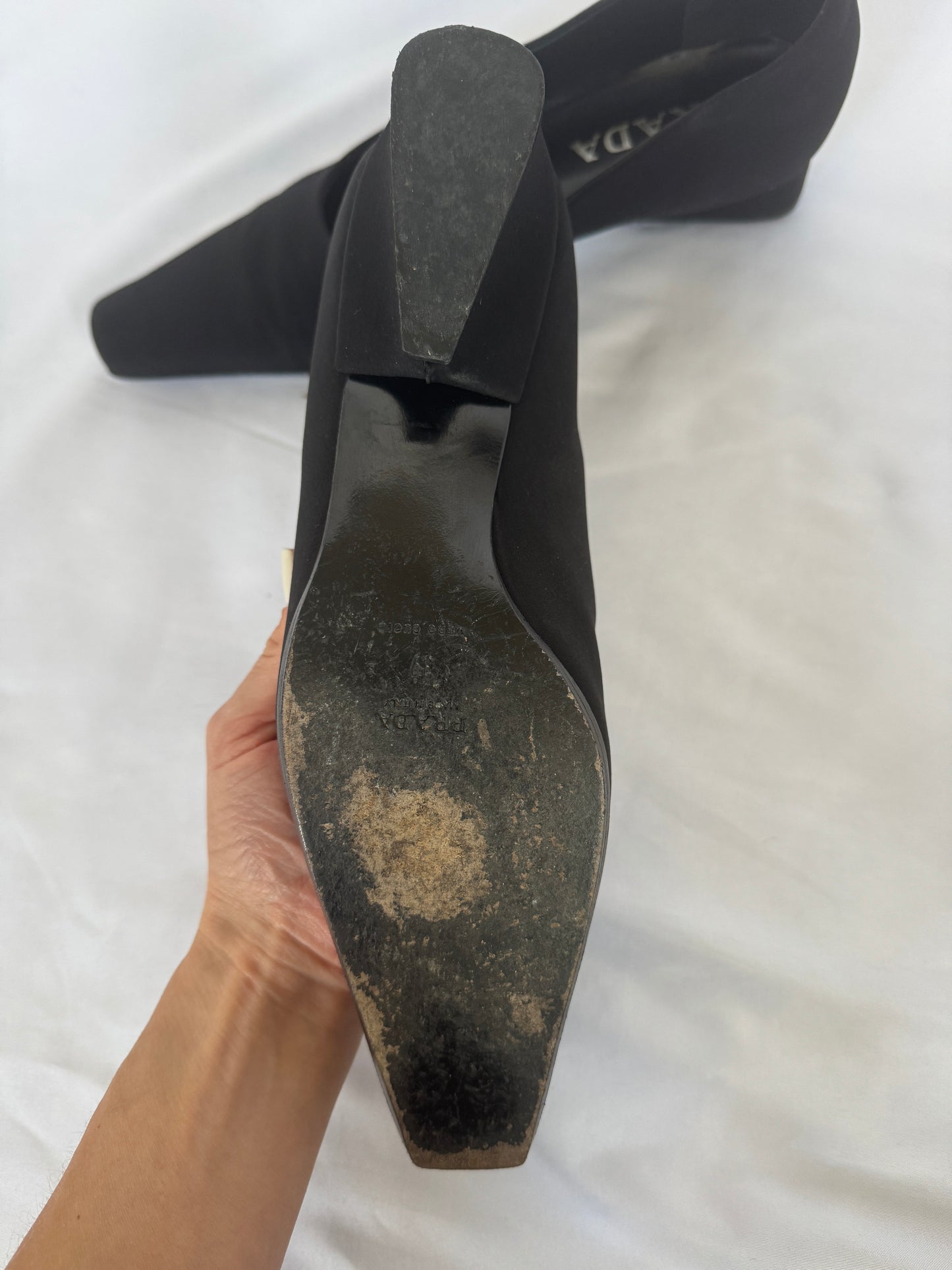 Prada Square-Toe Low Block heel