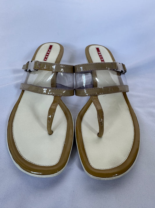 Prada Patent Leather and PVC Kitten Heel Sandals