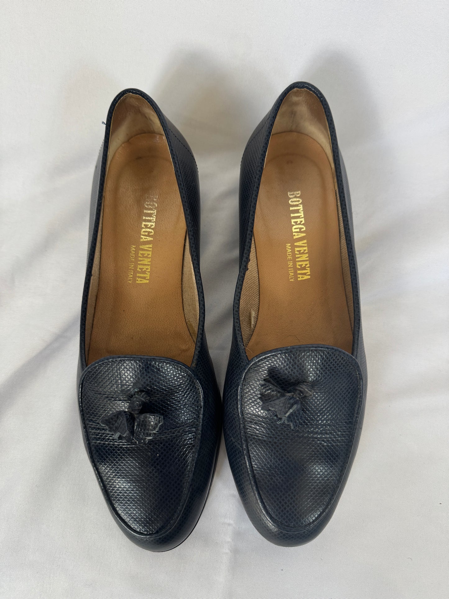 Bottega Veneta Navy Tassel Loafers