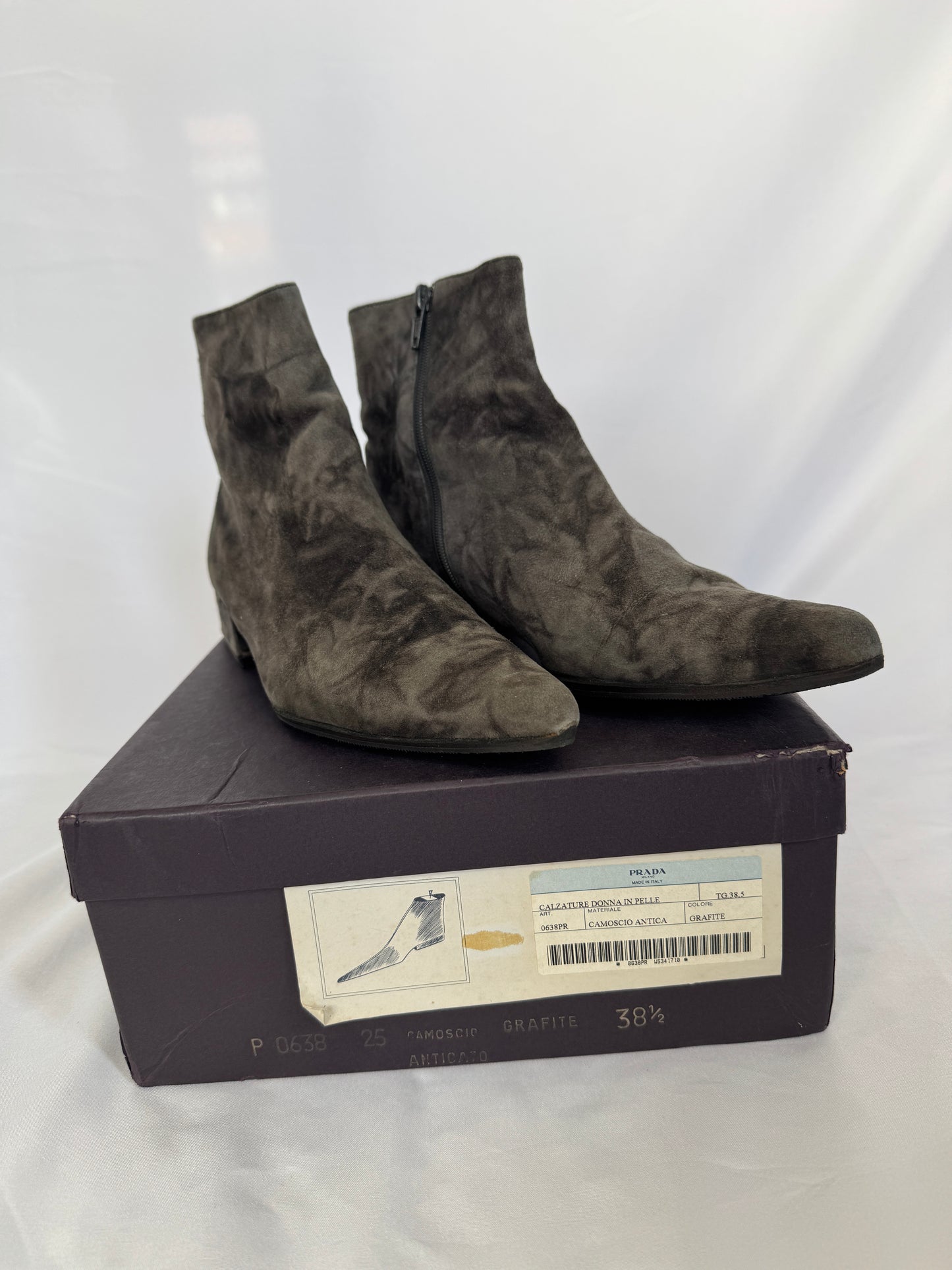 Prada Marbled Suede Ankle Boots