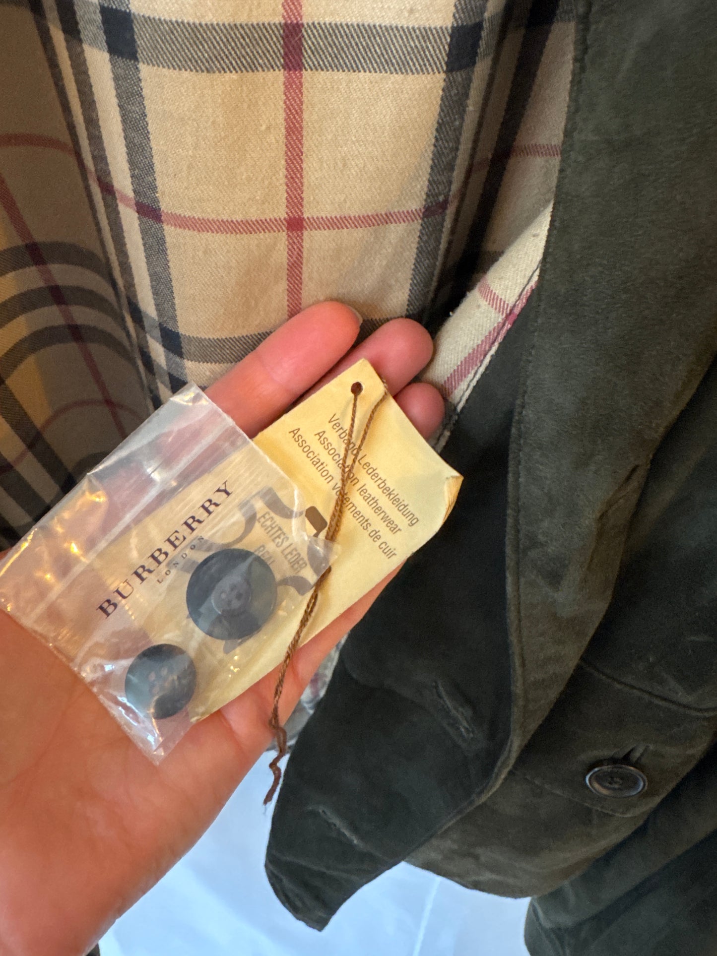 Burberry London Olive Goat-Suede Bomber with Nova Check Lining