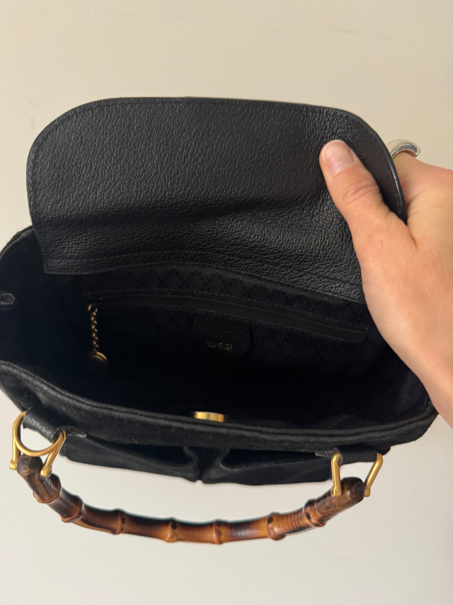 Gucci Bamboo Handle Suede Bag — Late 90s / Early 2000s