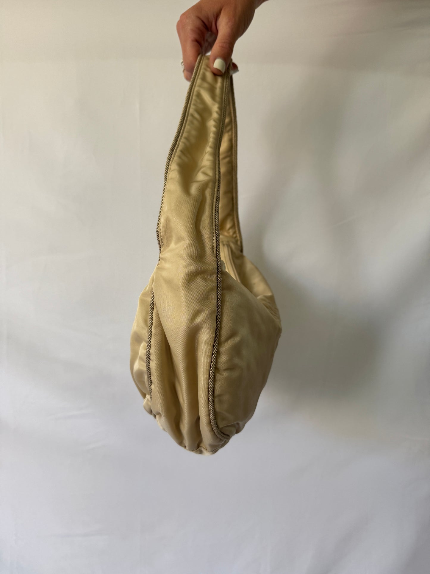 Prada Embroidered Logo Nylon Hobo Bag