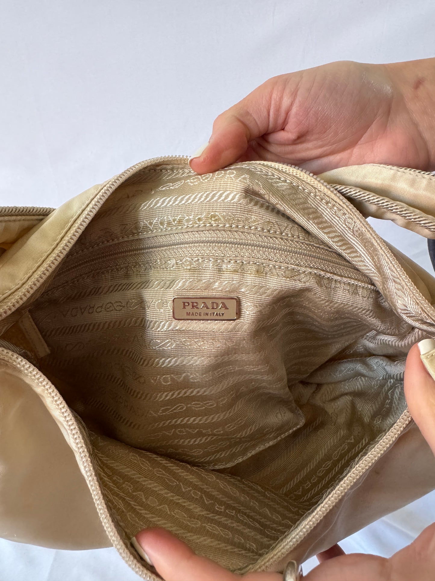 Prada Embroidered Logo Nylon Hobo Bag