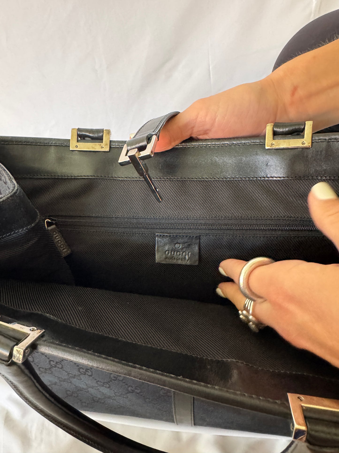 Gucci GG Monogram Black Canvas Tote
