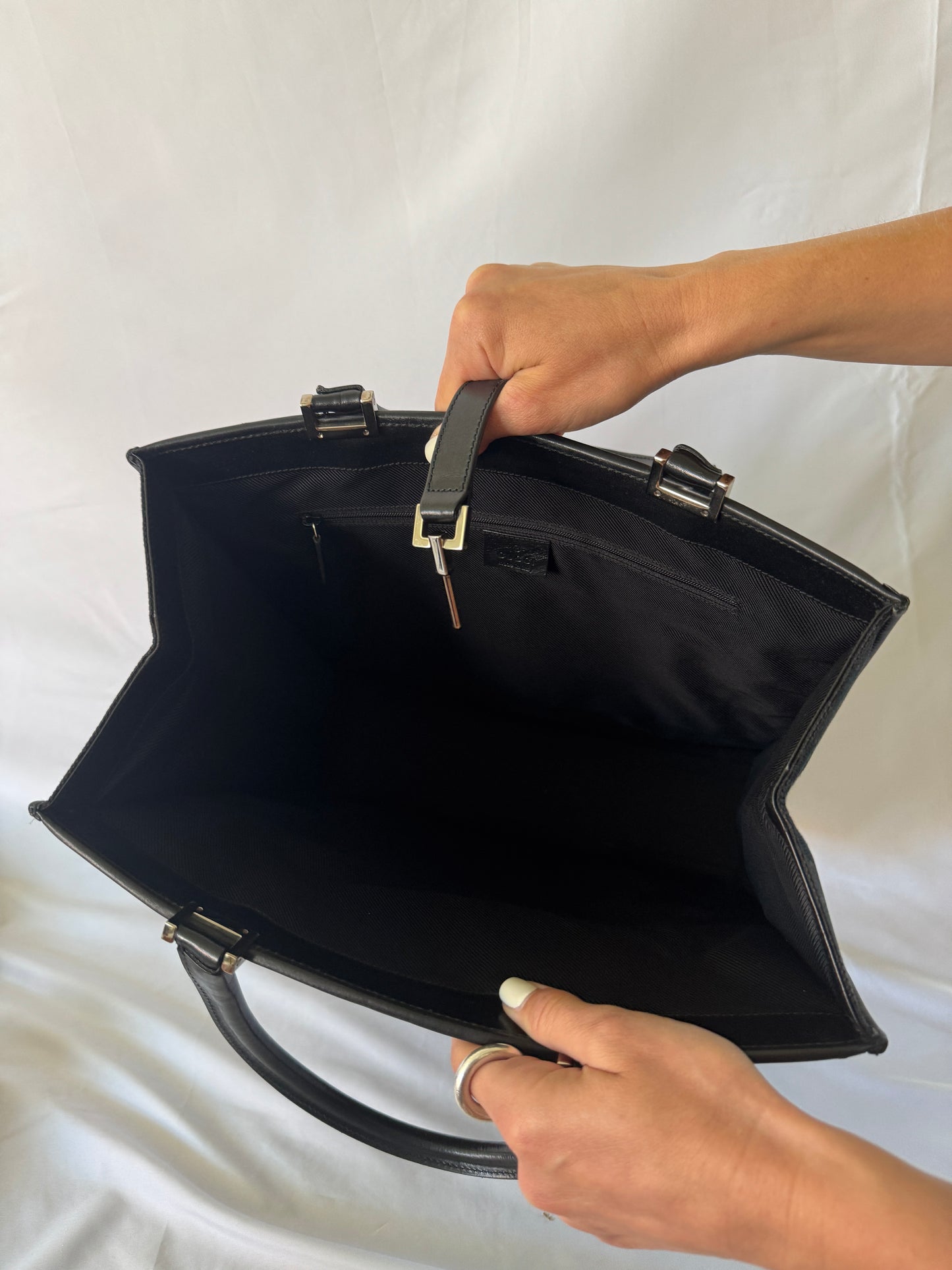 Gucci GG Monogram Black Canvas Tote