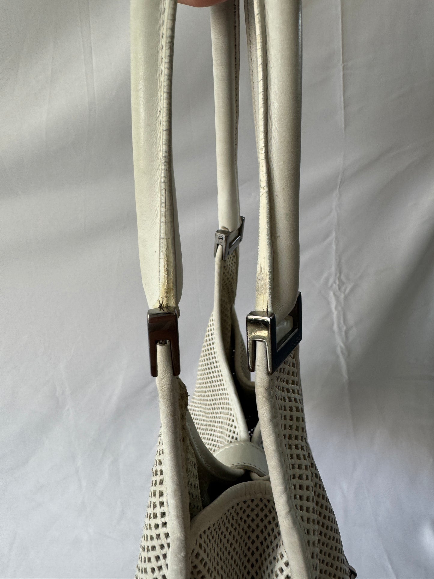 Gucci Jackie Perforated White Shoulder Bag