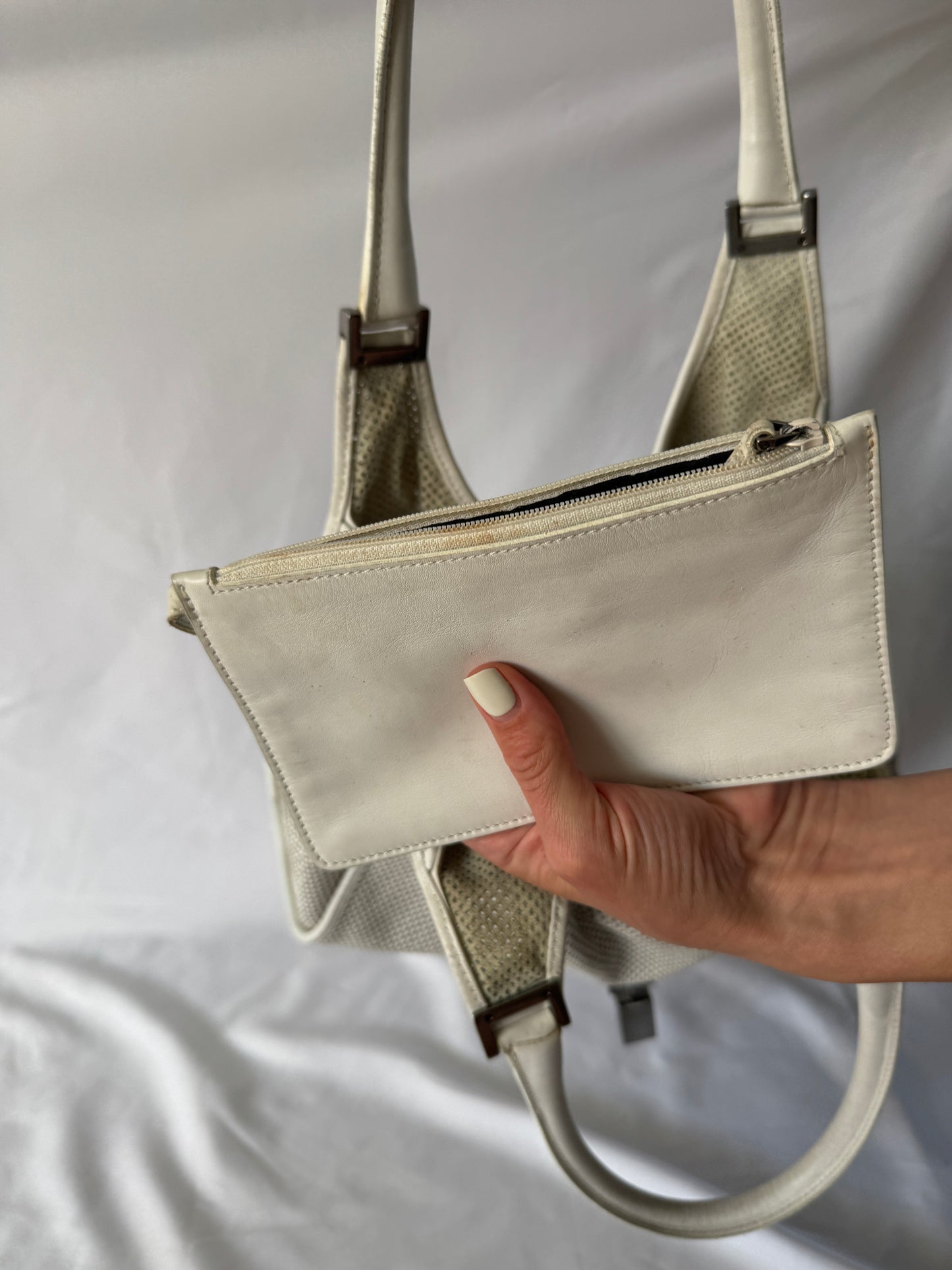 Gucci Jackie Perforated White Shoulder Bag