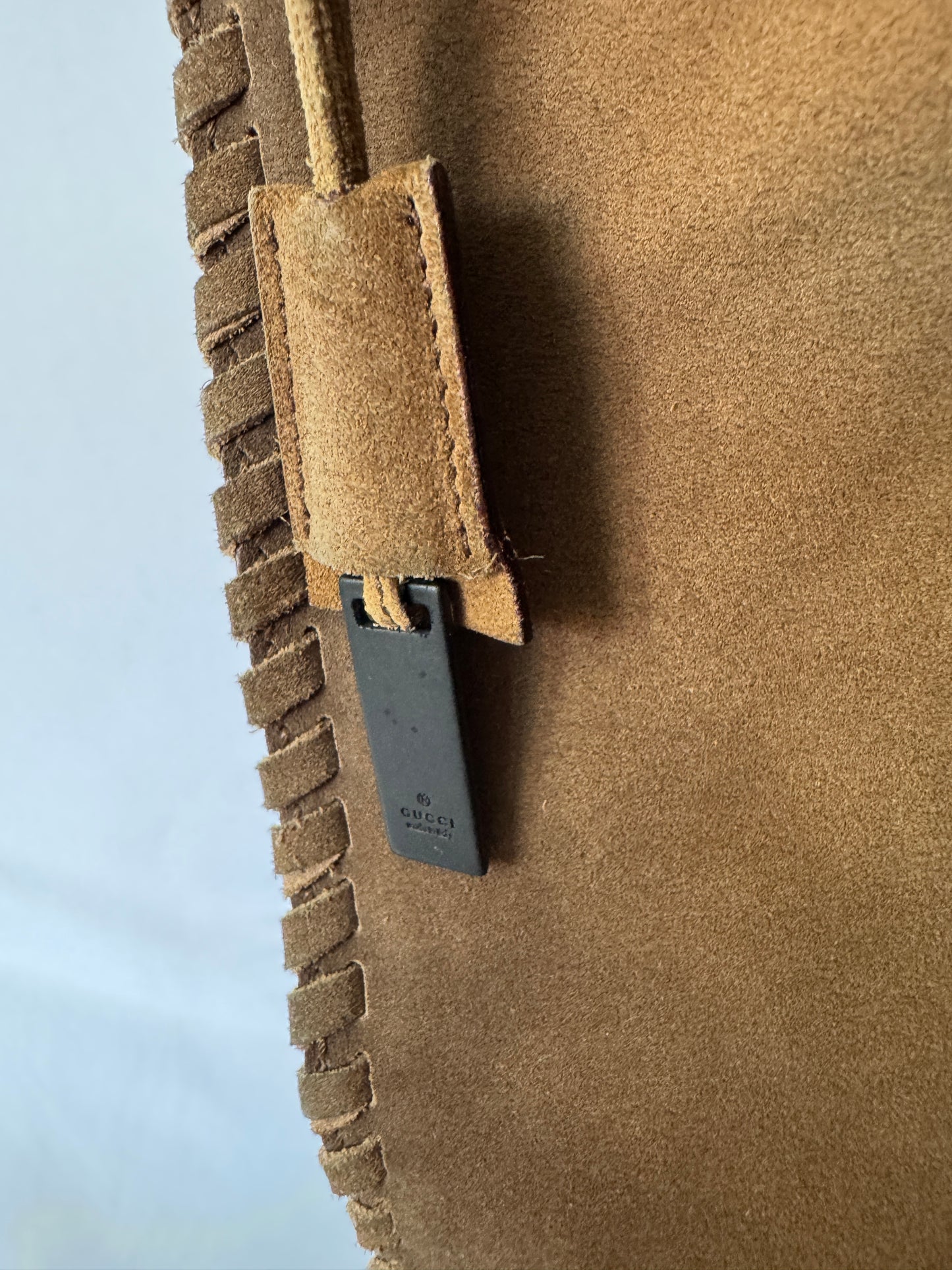 Gucci Suede Tote with Wood Handles
