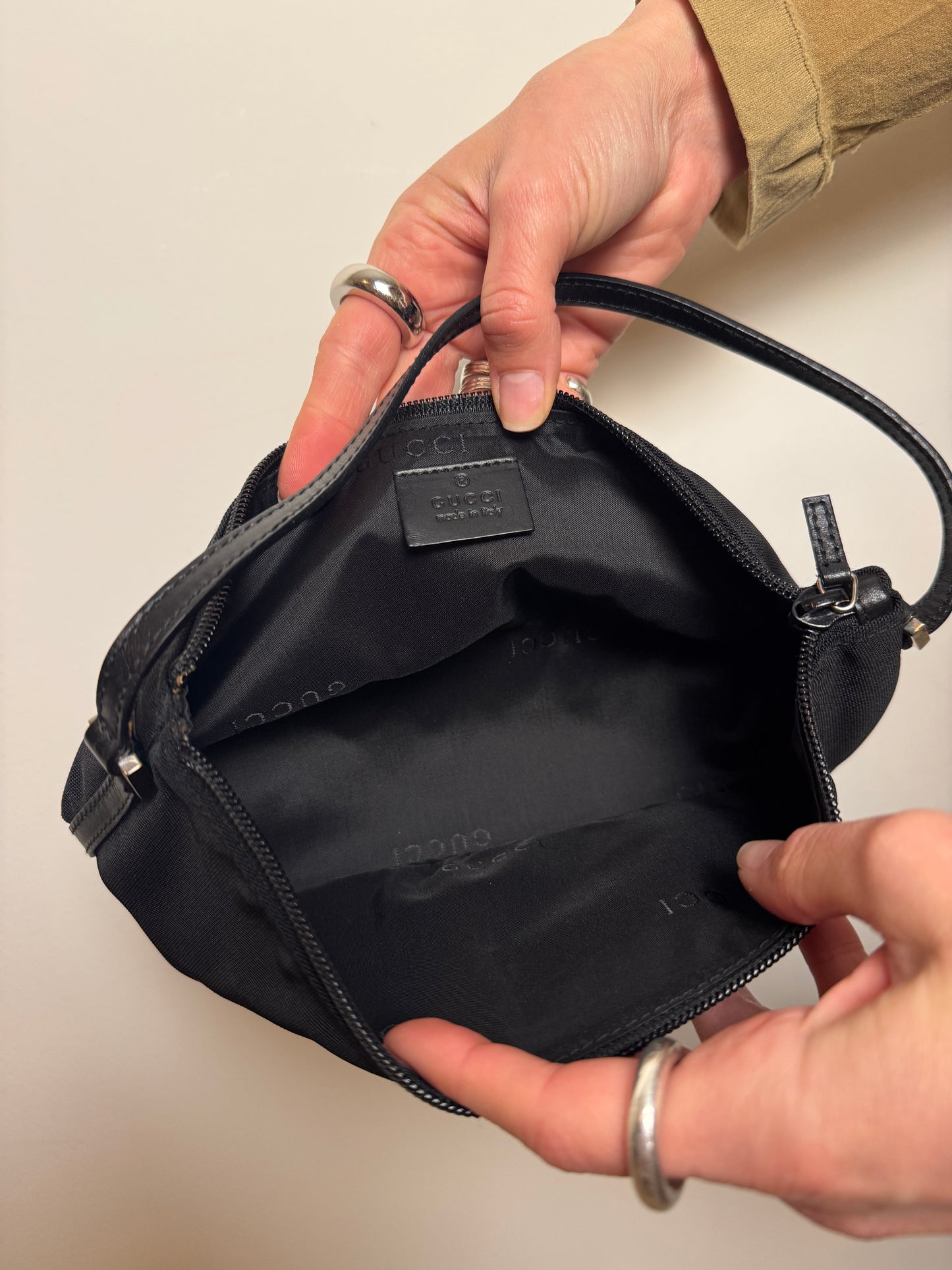 Gucci Black Canvas Boat Pochette — Early 2000s