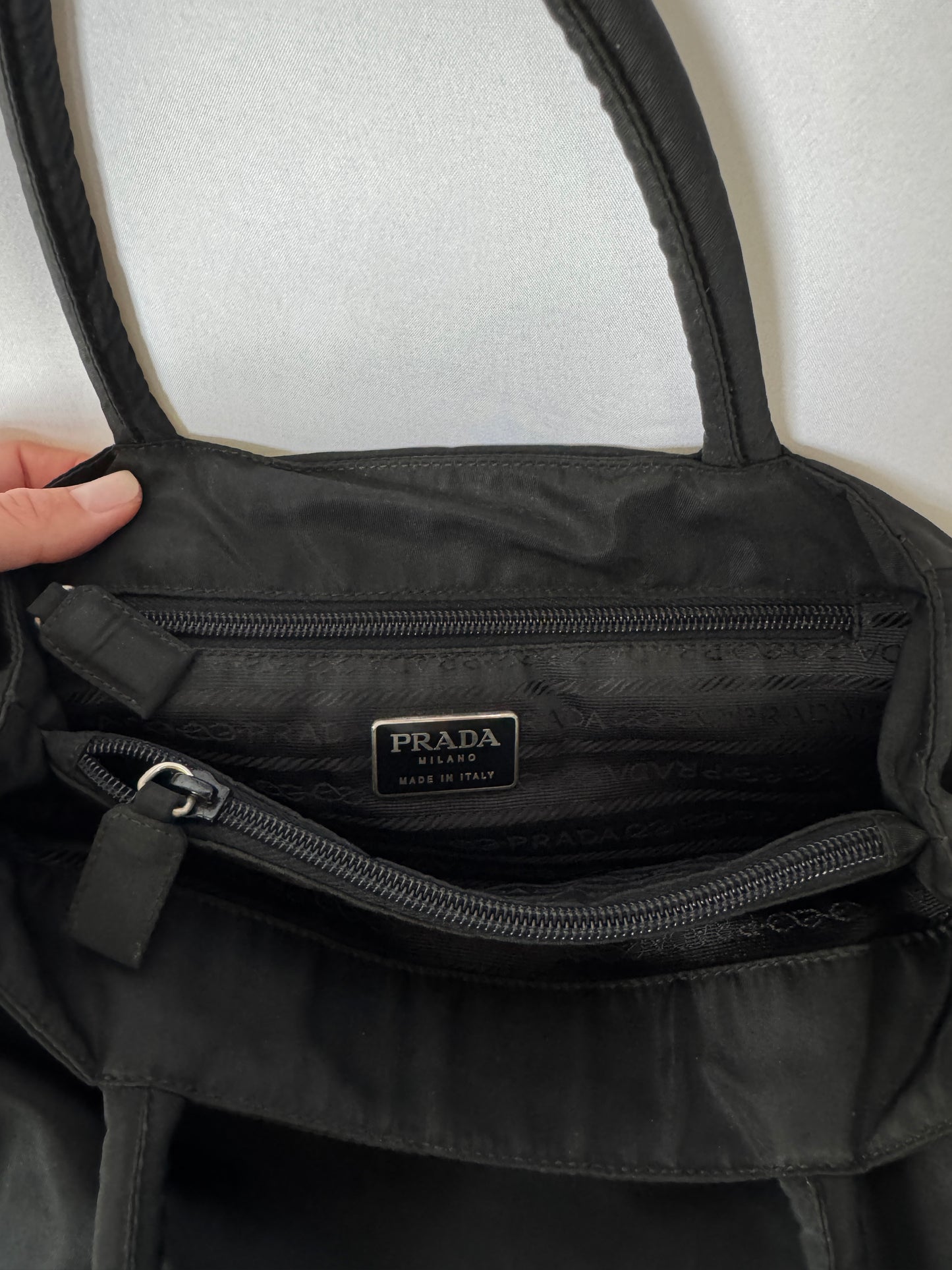 Prada Black Nylon Top Handle Bag