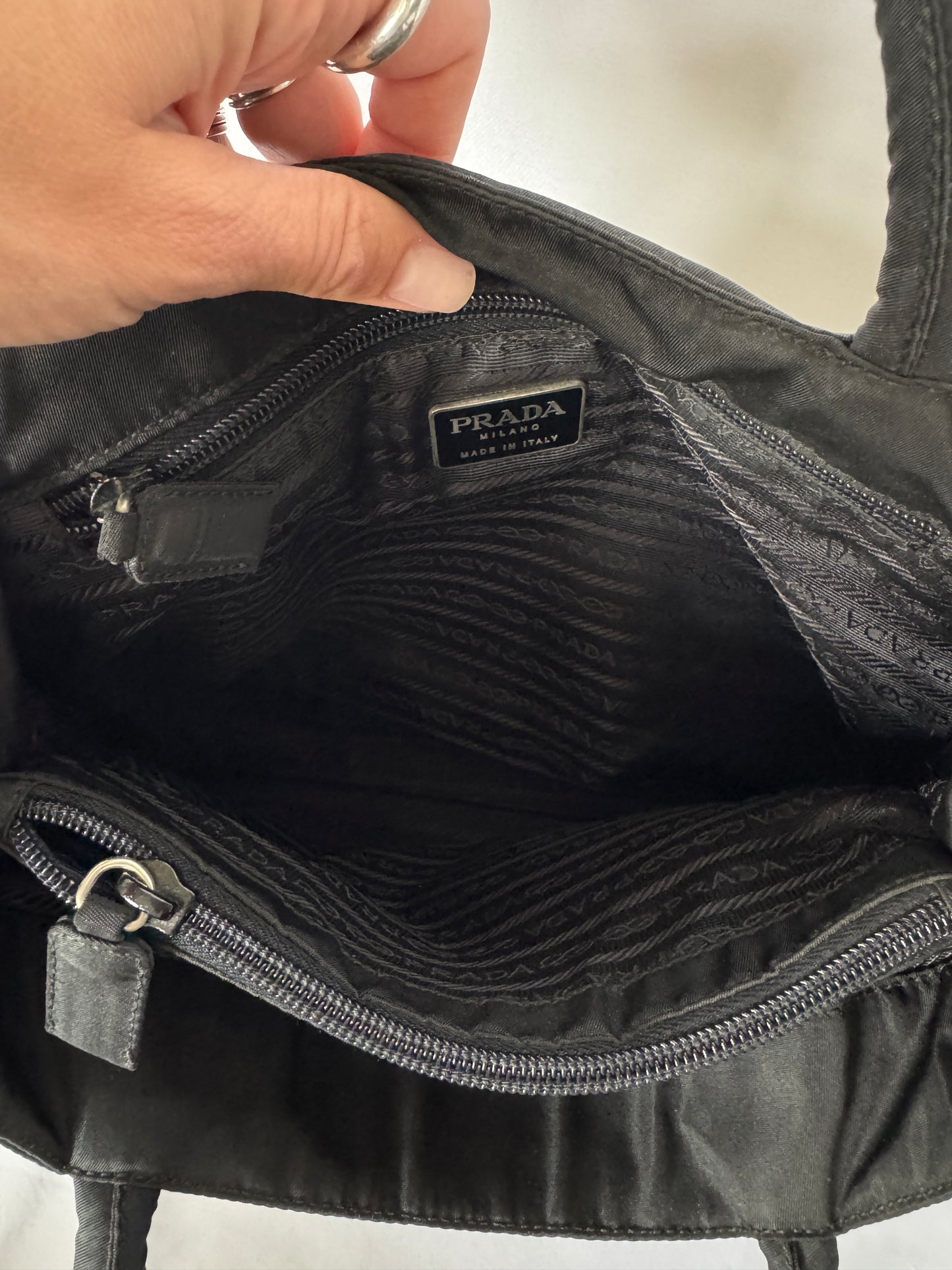 Prada Black Nylon Top Handle Bag