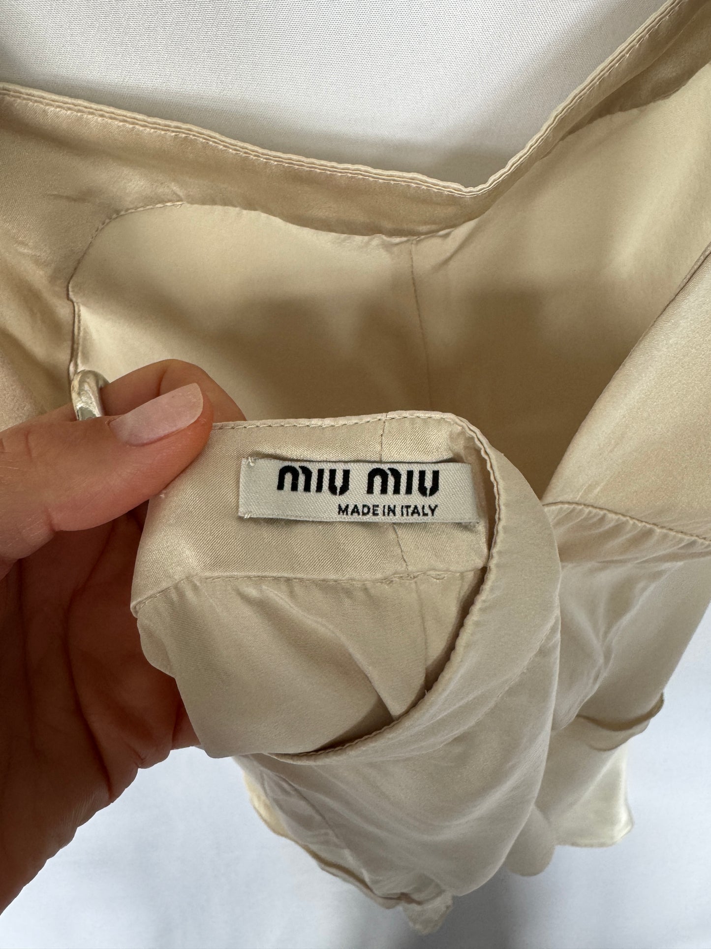 Miu Miu Cream Silk Peplum Top