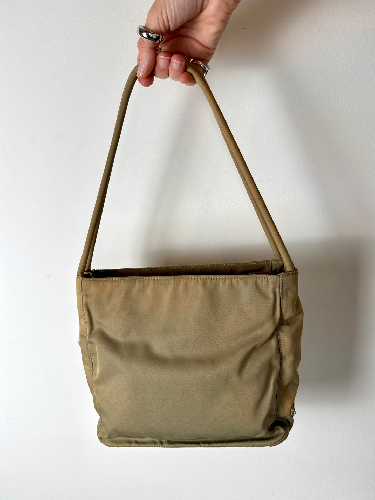 Prada Khaki Nylon Shoulder Bag — 1990s