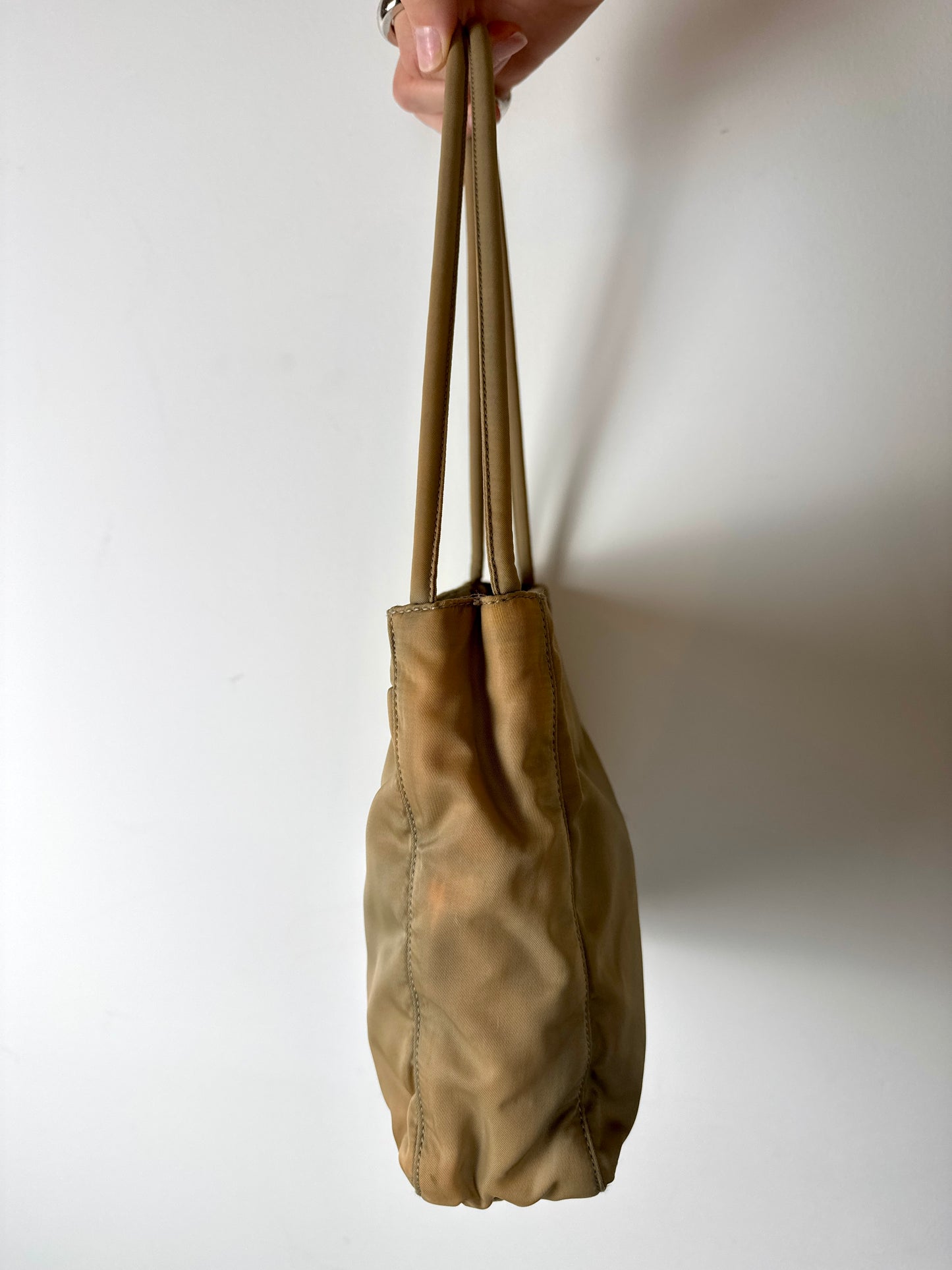 Prada Khaki Nylon Shoulder Bag — 1990s