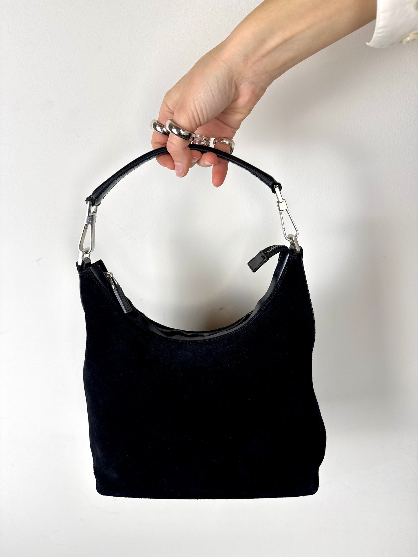 Gucci Black Suede Shoulder Bag — Late 1990s