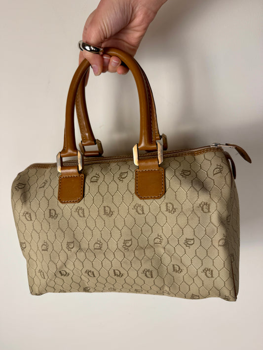 Christian Dior Honeycomb Canvas Boston Bag — Late 1970s to 1980s
