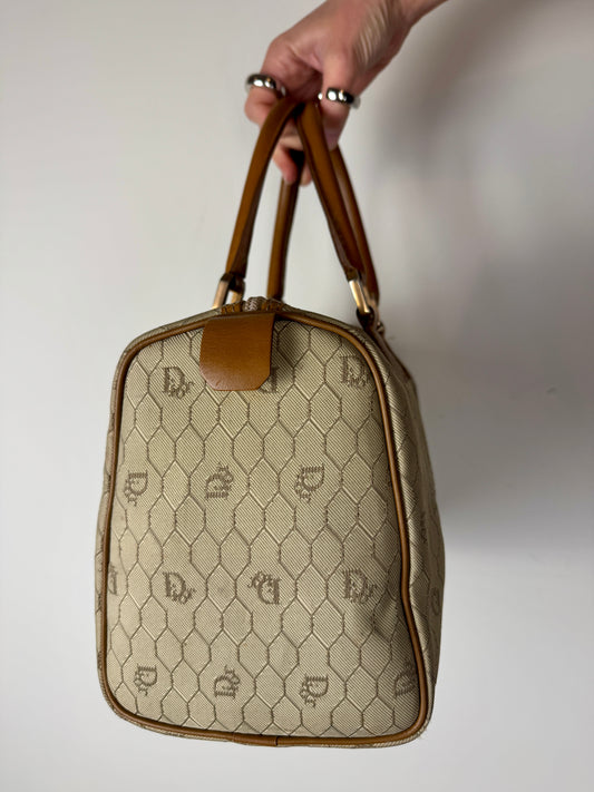 Christian Dior Honeycomb Canvas Boston Bag — Late 1970s to 1980s