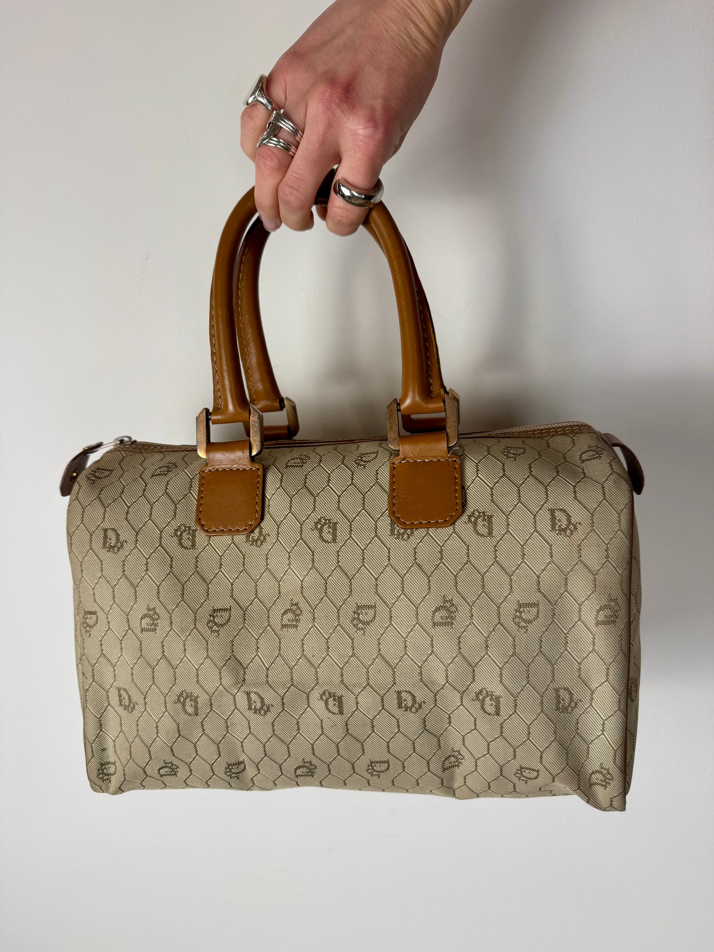 Christian Dior Honeycomb Canvas Boston Bag — Late 1970s to 1980s