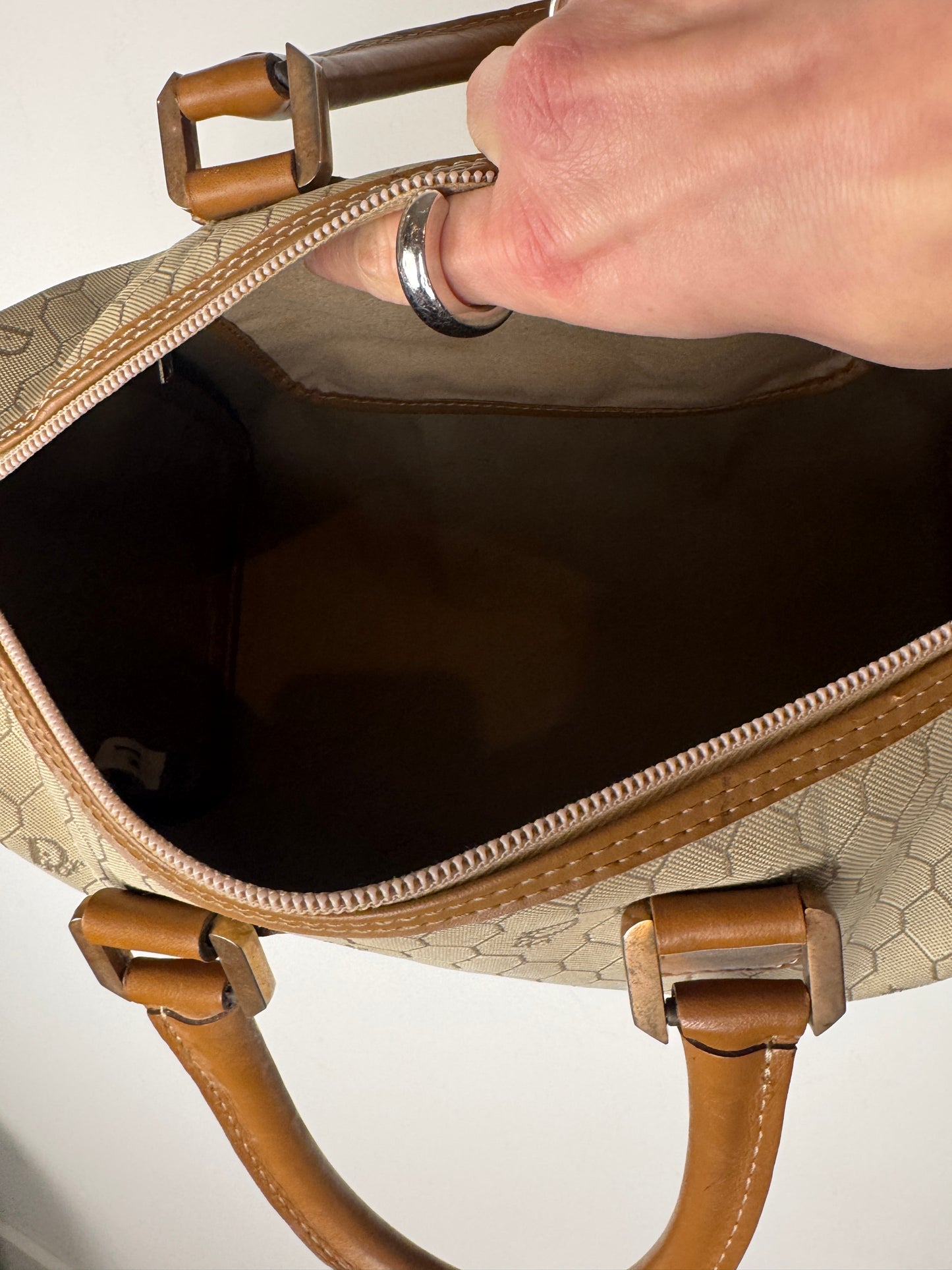 Christian Dior Honeycomb Canvas Boston Bag — Late 1970s to 1980s