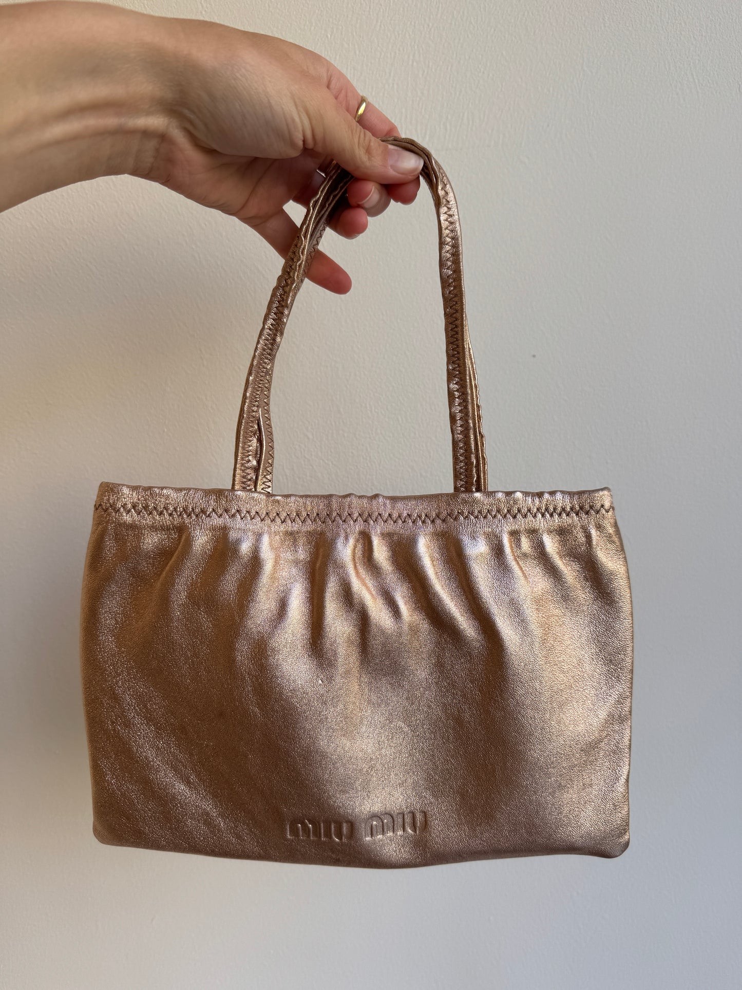 Miu Miu Metallic Leather Mini Tote - early 2000