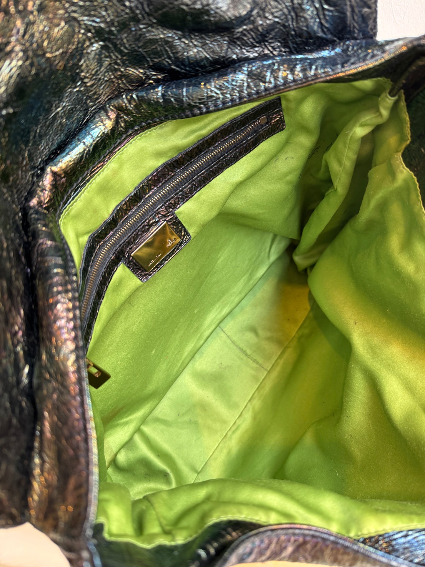 Archival 2003 Fendi "Chef" Peacock Micro-Beaded Shoulder Bag – Rare Prototype