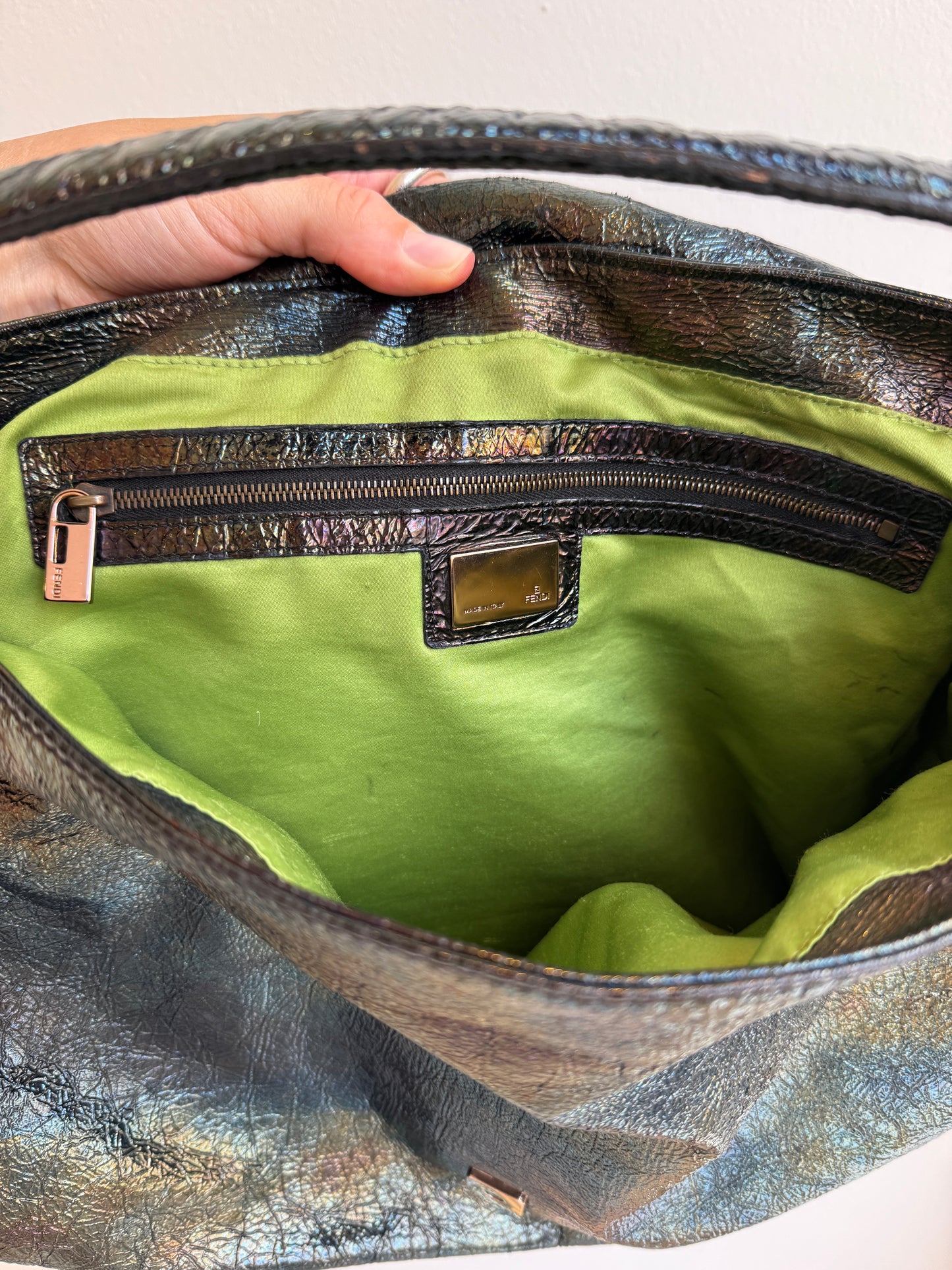 Archival 2003 Fendi "Chef" Peacock Micro-Beaded Shoulder Bag – Rare Prototype