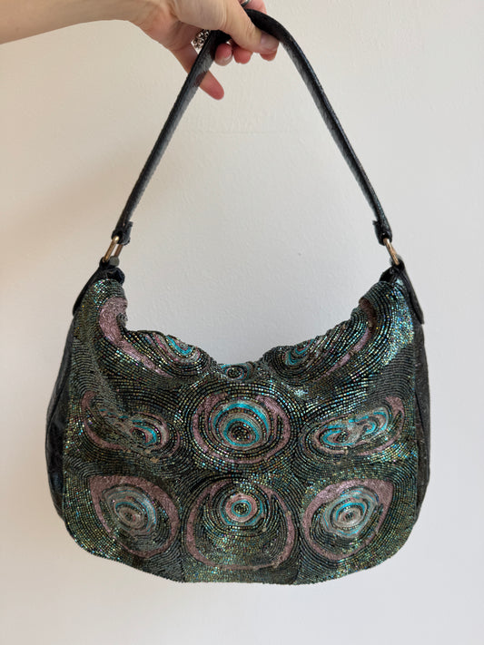 Archival 2003 Fendi "Chef" Peacock Micro-Beaded Shoulder Bag – Rare Prototype
