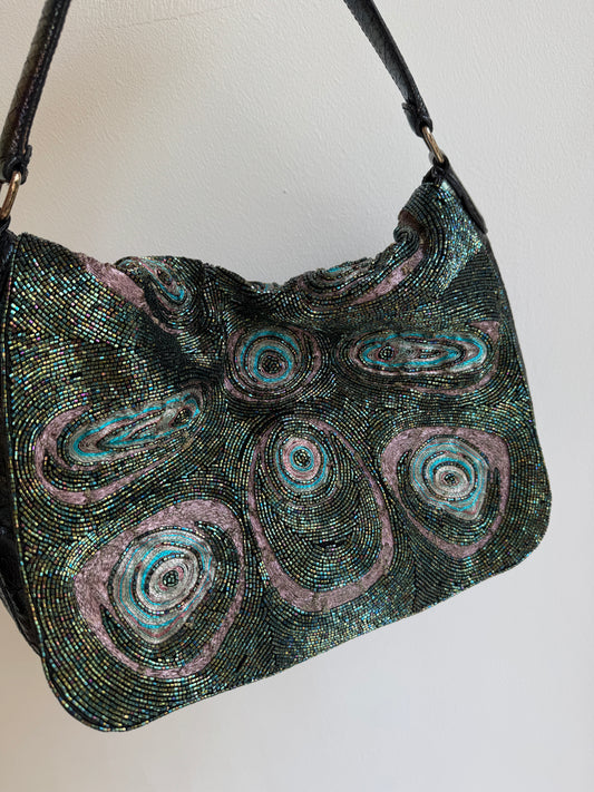 Archival 2003 Fendi "Chef" Peacock Micro-Beaded Shoulder Bag – Rare Prototype