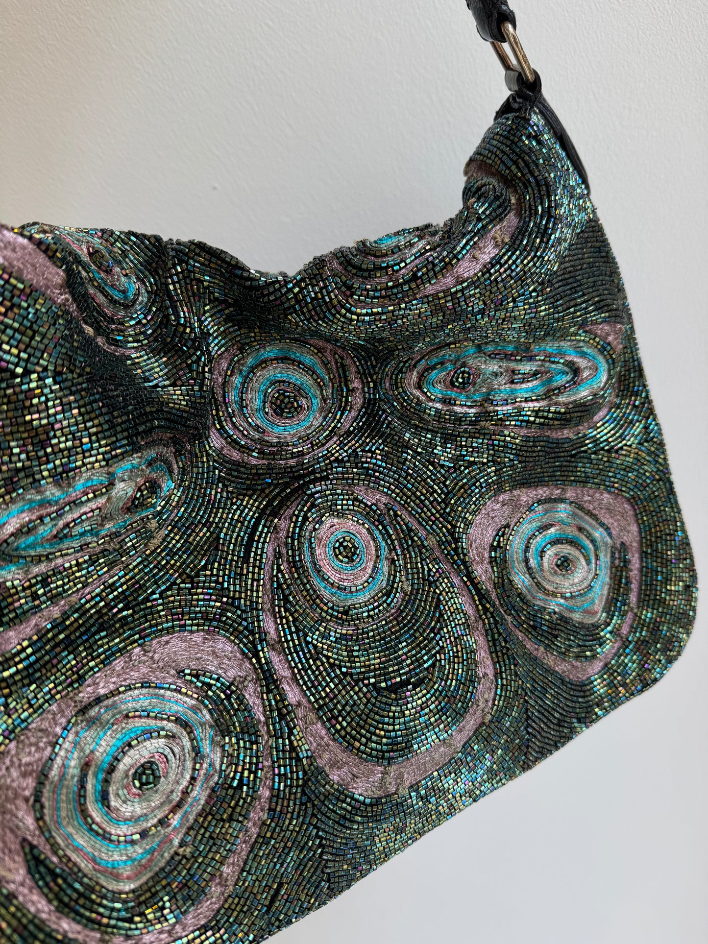 Archival 2003 Fendi "Chef" Peacock Micro-Beaded Shoulder Bag – Rare Prototype
