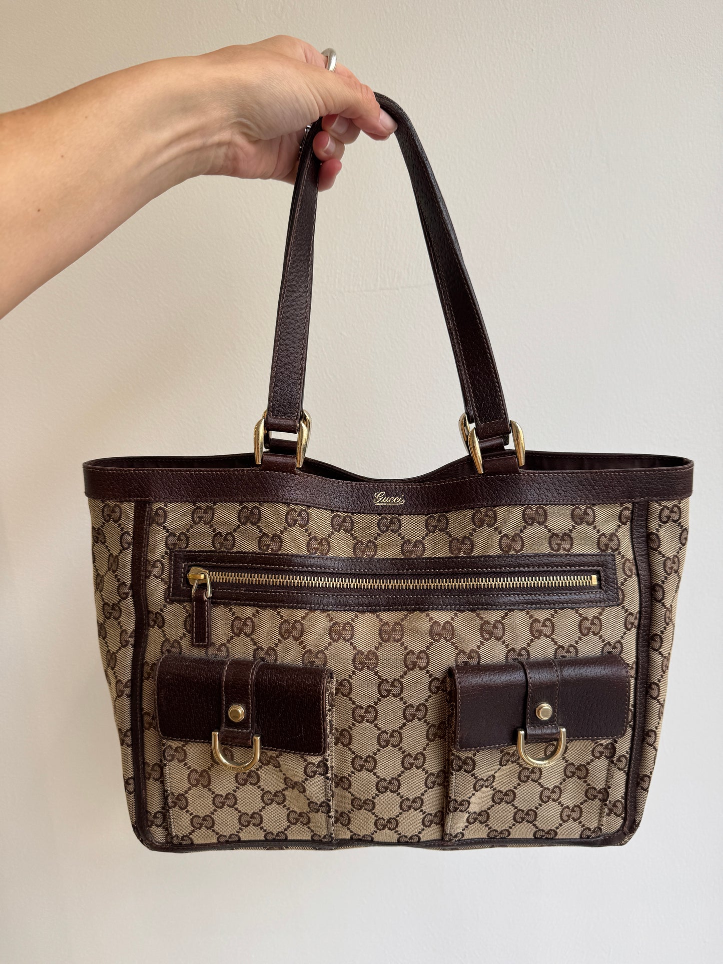 Vintage Gucci GG Canvas Abbey D-Ring Pocket Tote - early 2000