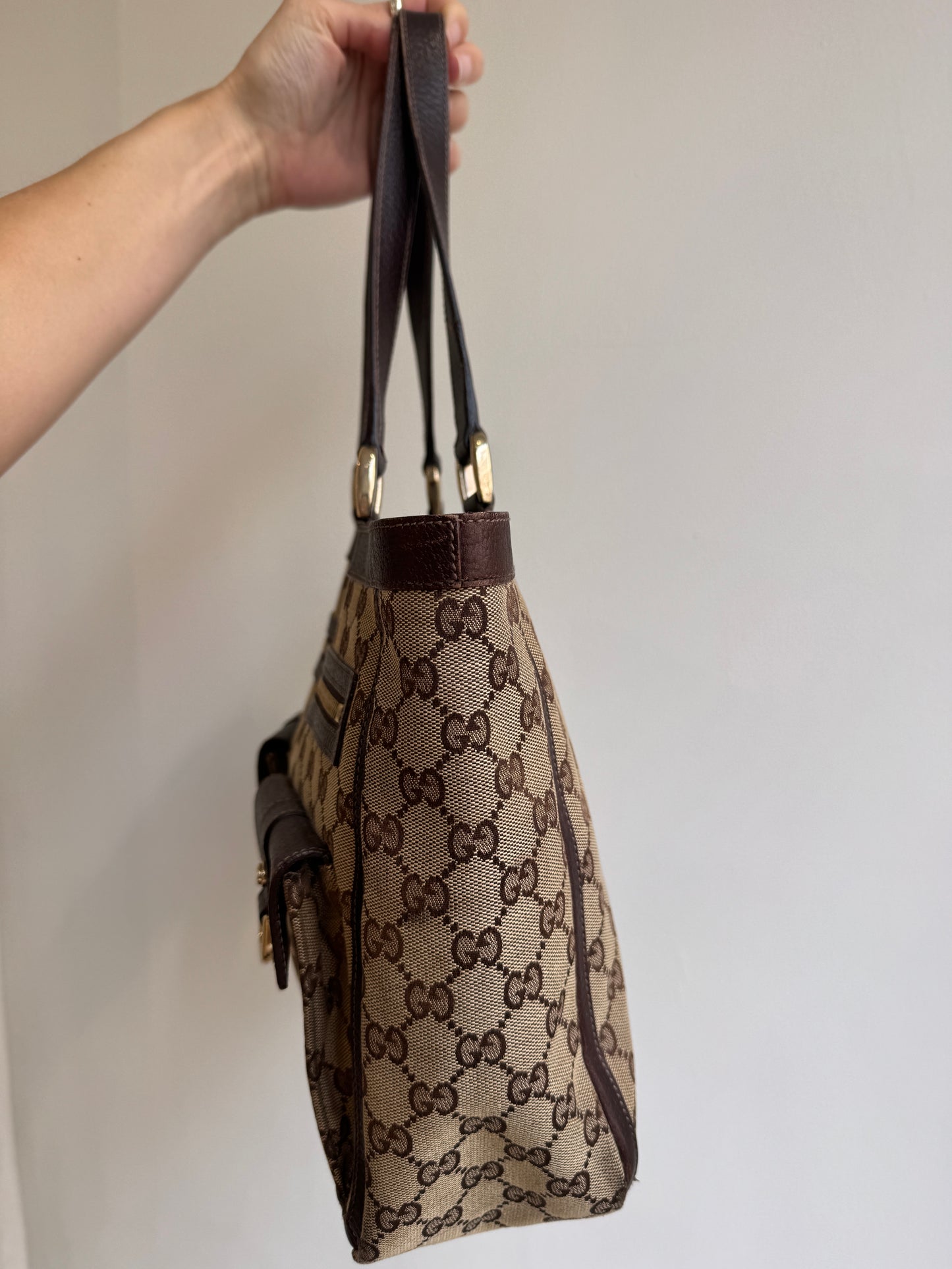 Vintage Gucci GG Canvas Abbey D-Ring Pocket Tote - early 2000