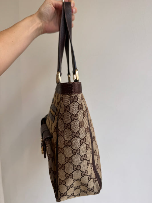 Vintage Gucci GG Canvas Abbey D-Ring Pocket Tote - early 2000