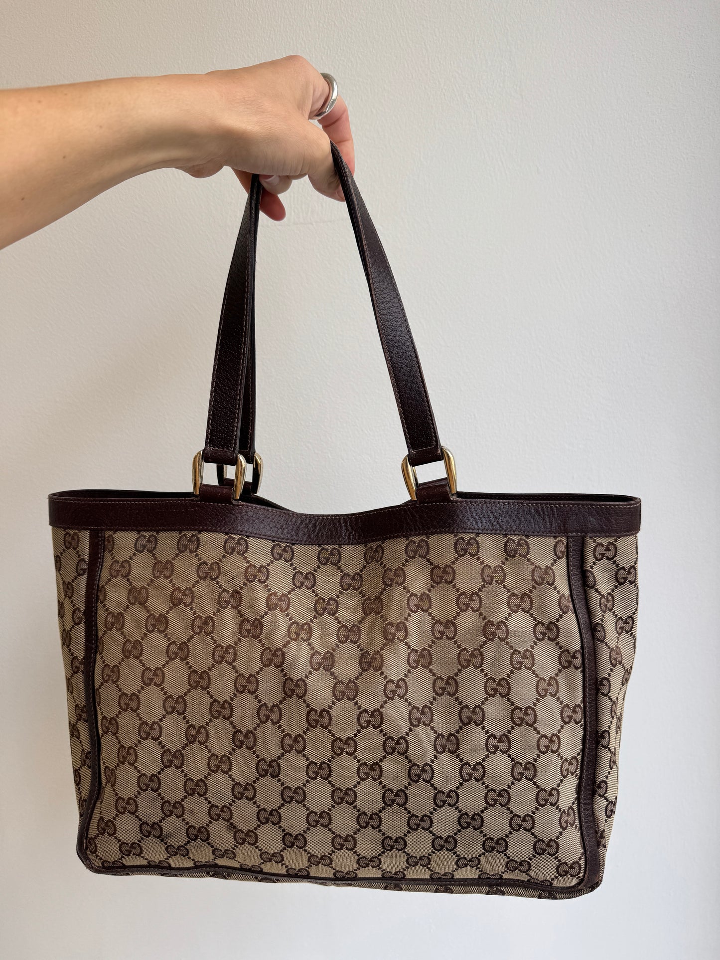 Vintage Gucci GG Canvas Abbey D-Ring Pocket Tote - early 2000