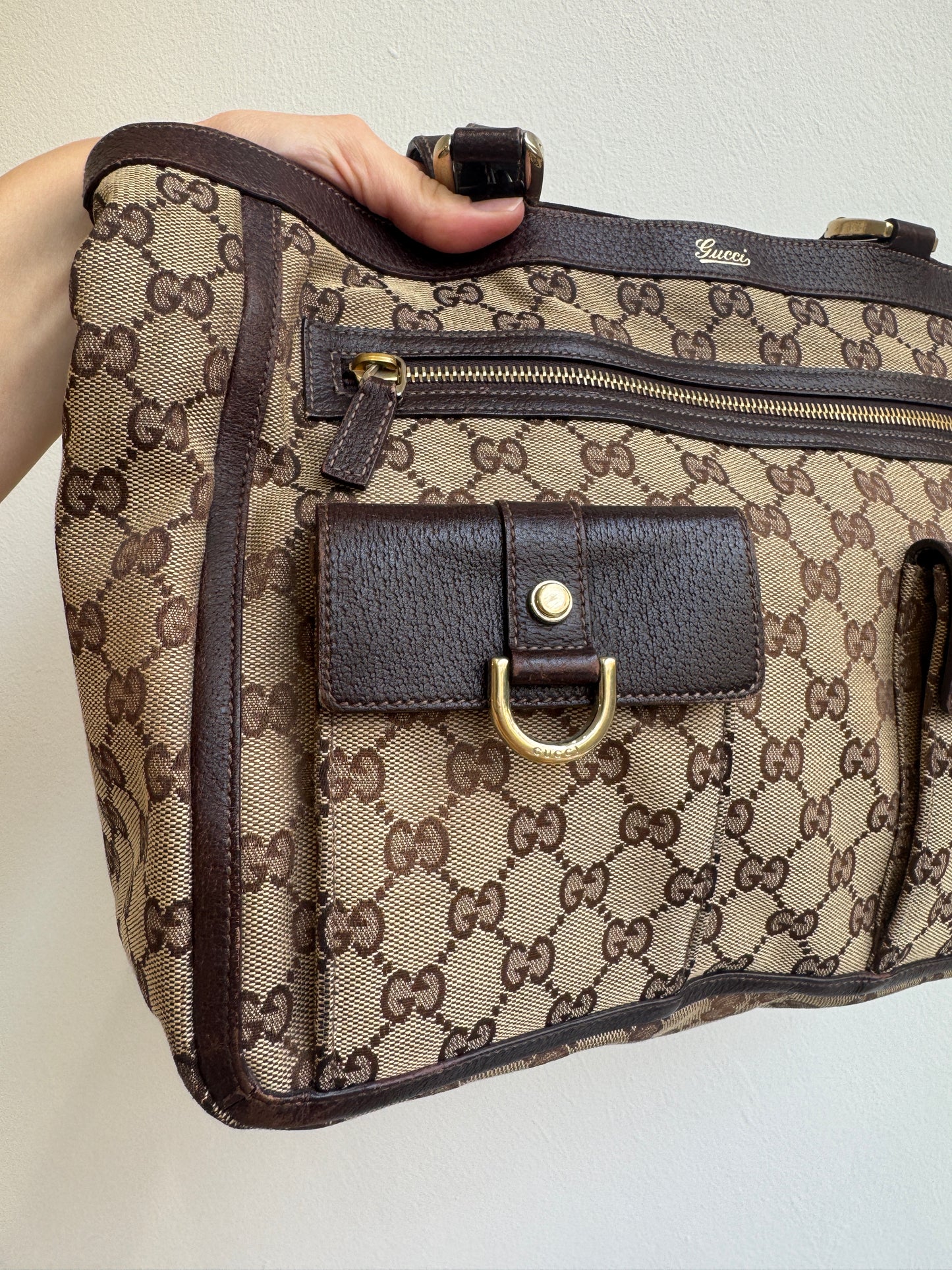 Vintage Gucci GG Canvas Abbey D-Ring Pocket Tote - early 2000