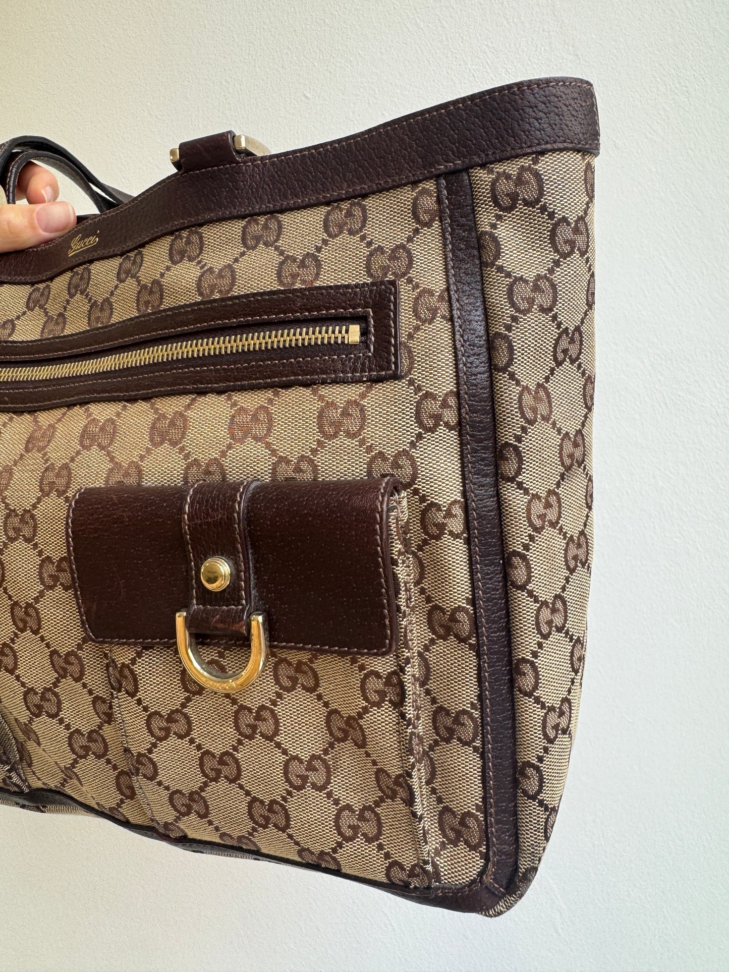 Vintage Gucci GG Canvas Abbey D-Ring Pocket Tote - early 2000