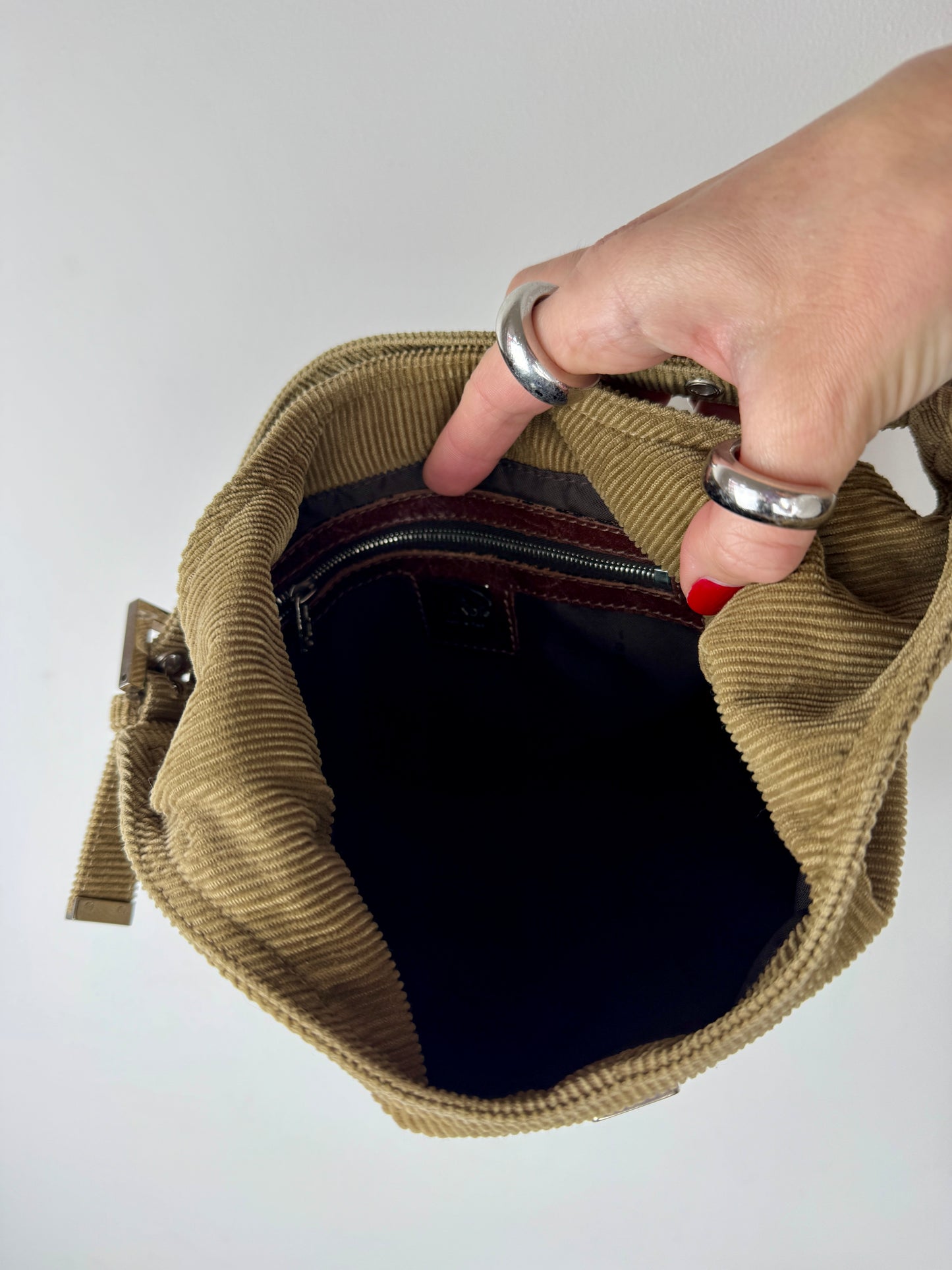 Fendi Corduroy Shoulder Bag — Late 90s to Early 2000s