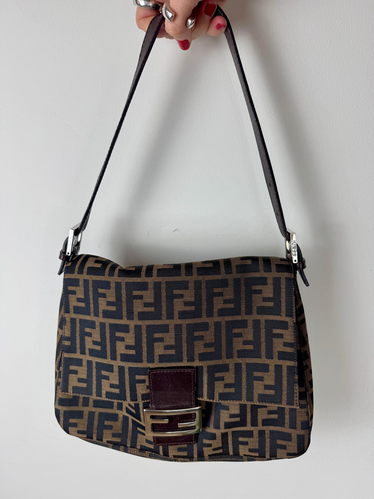 Fendi Zucca Mamma Baguette Shoulder Bag Late 90s to Early 2000s