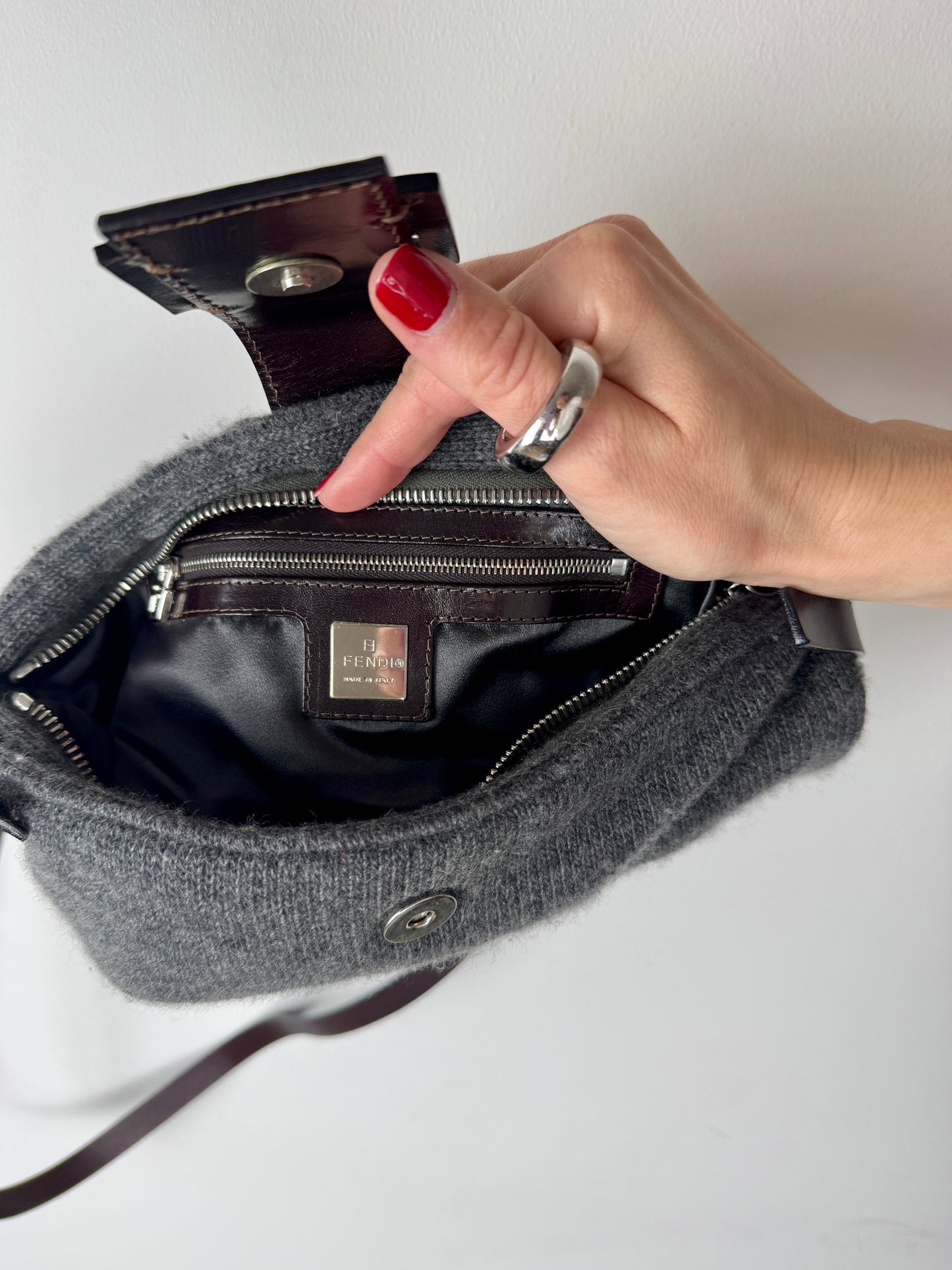 Fendi Wool Knit Baguette Bag - Late 90's early 2000s