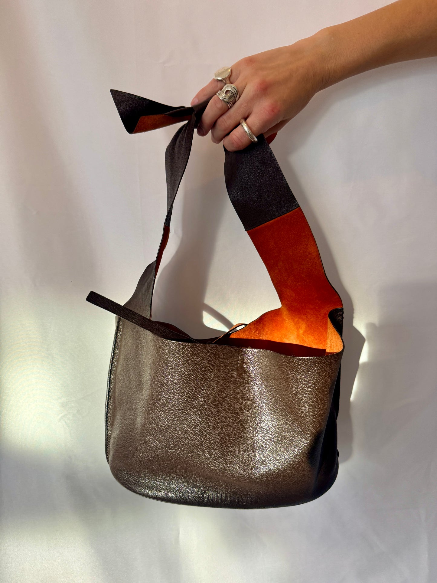 Miu Miu Two-Tone Leather bucket bag