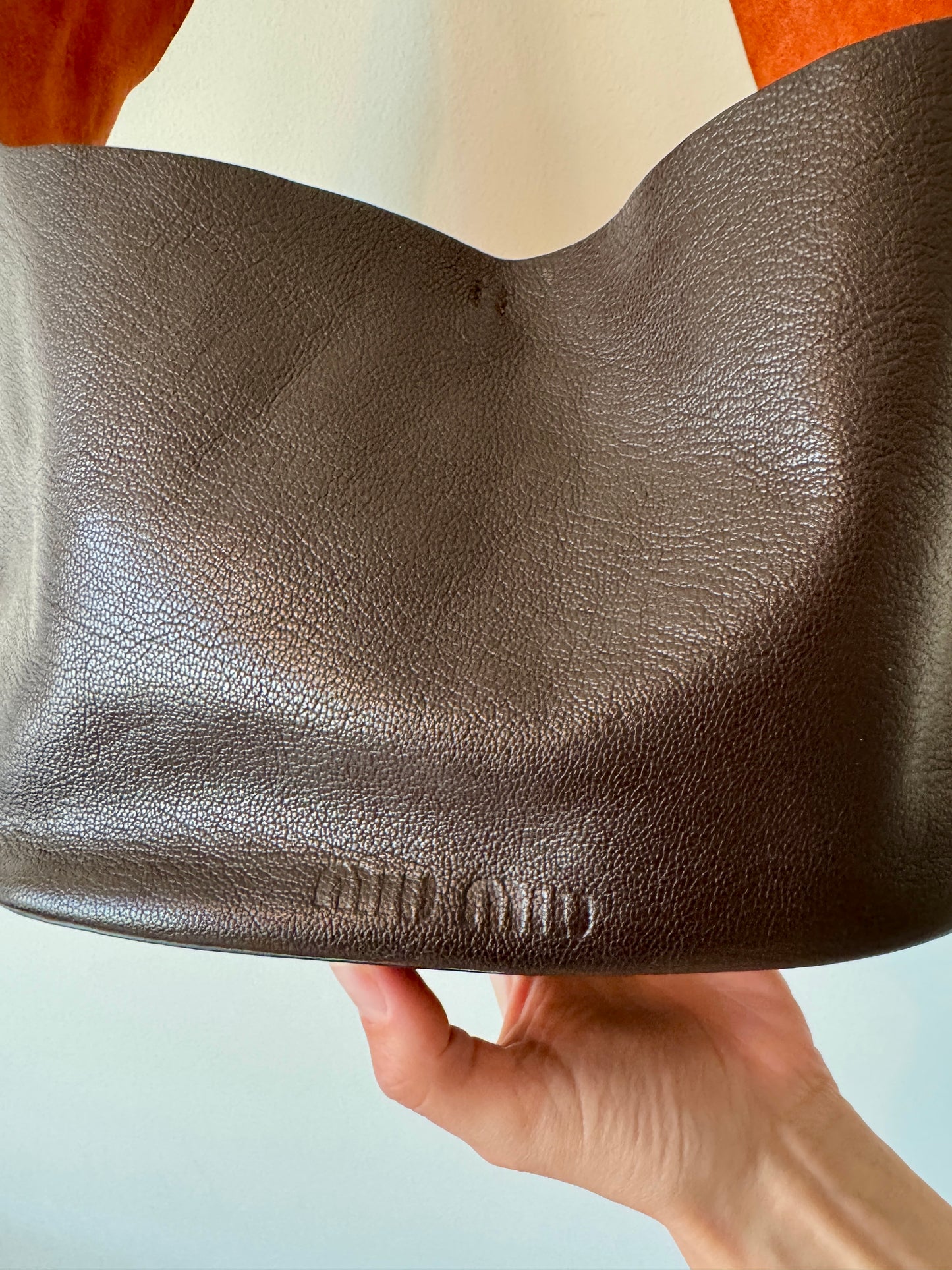 Miu Miu Two-Tone Leather bucket bag