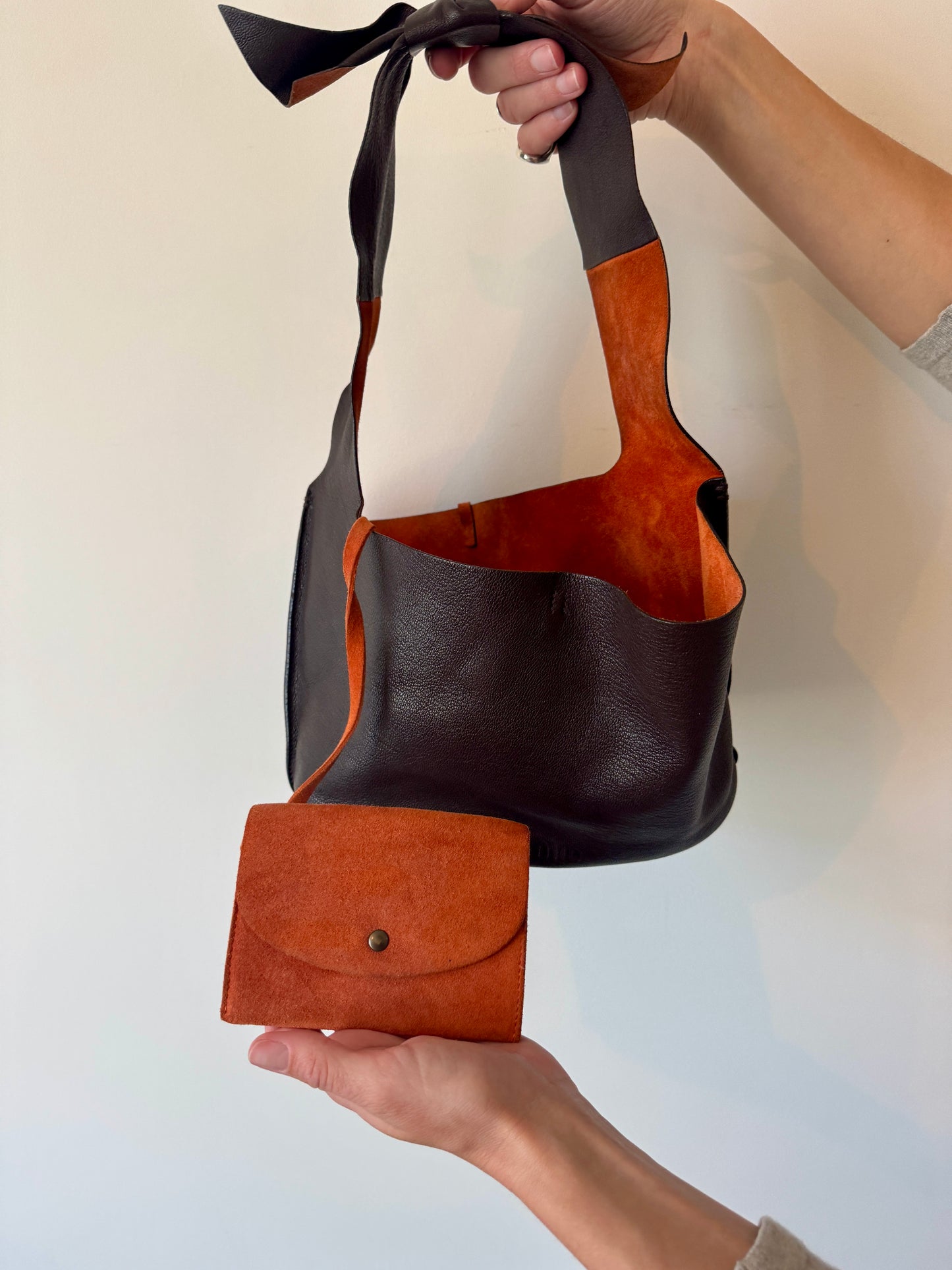 Miu Miu Two-Tone Leather bucket bag