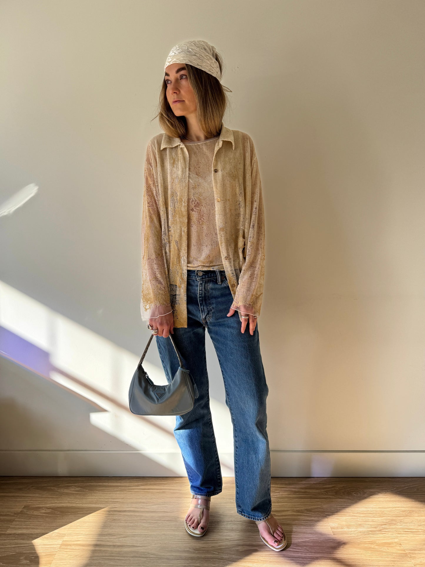 Roberto Cavalli Sheer Layered Set (Shirt + Tank) — Made in Italy, medium