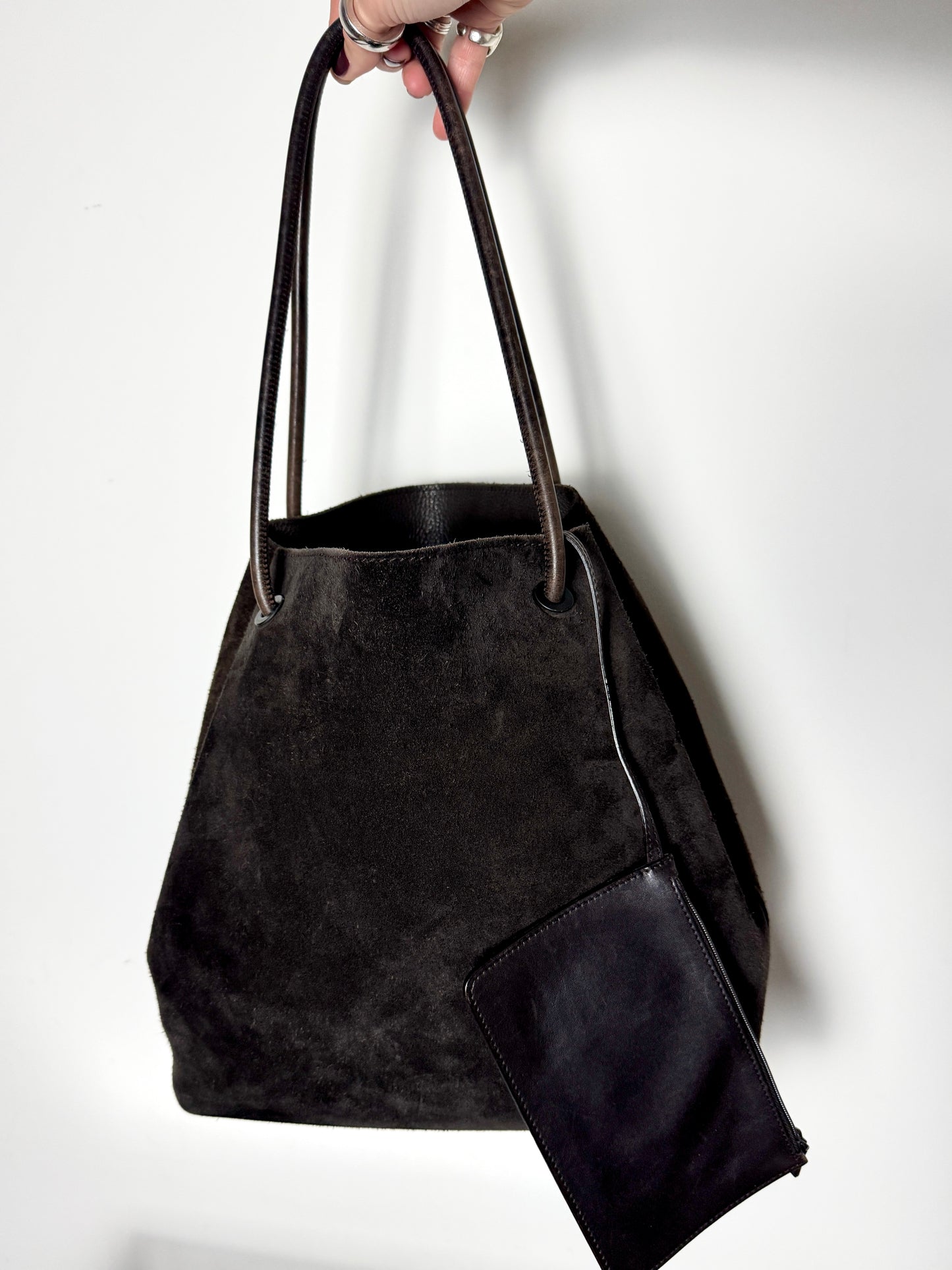 Gucci Dark Brown Suede Tote — Late 1990s