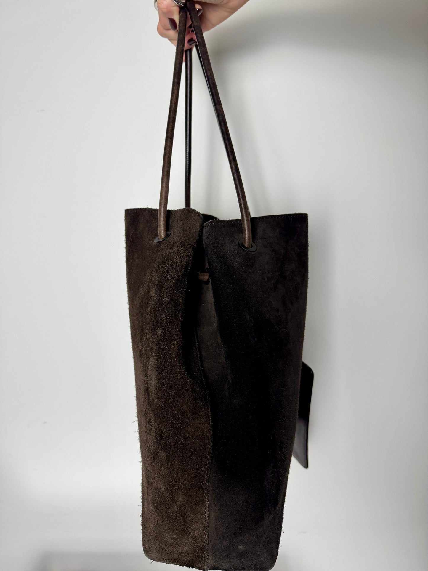 Gucci Dark Brown Suede Tote — Late 1990s